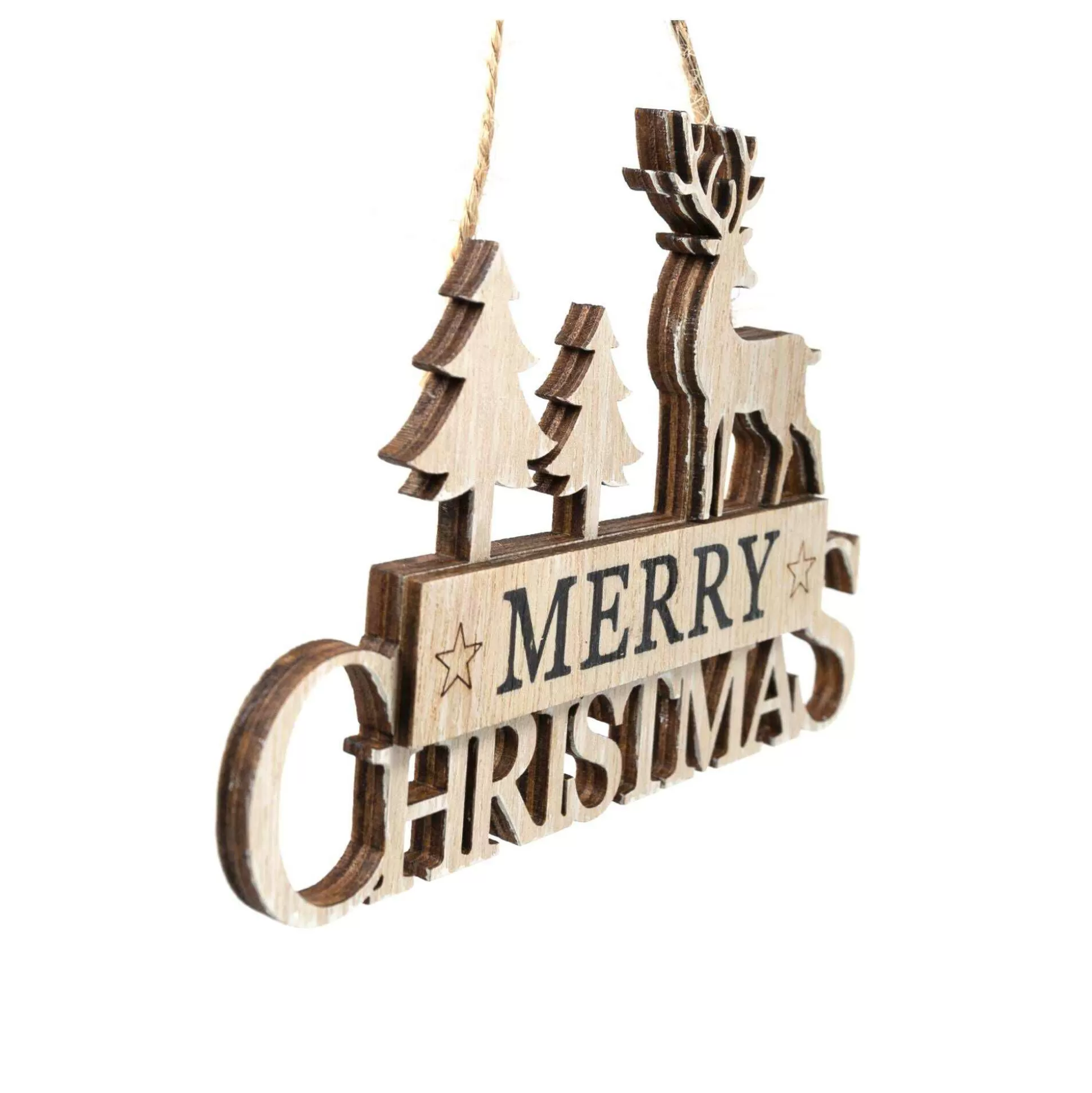 Merry Christmas Hanging Wooden Sign 12.5Cm-Hobbycraft Hot