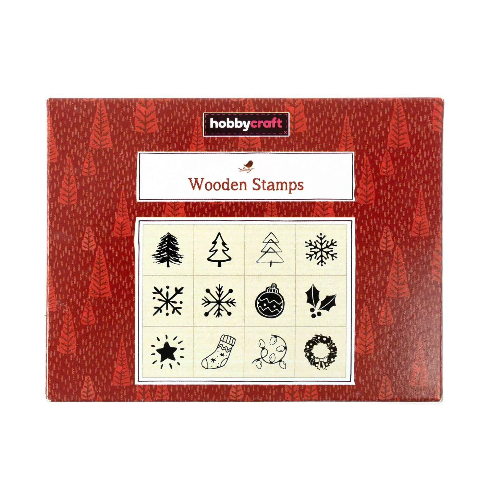 Mini Christmas Wooden Stamp Set 12 Pieces-Hobbycraft Hot