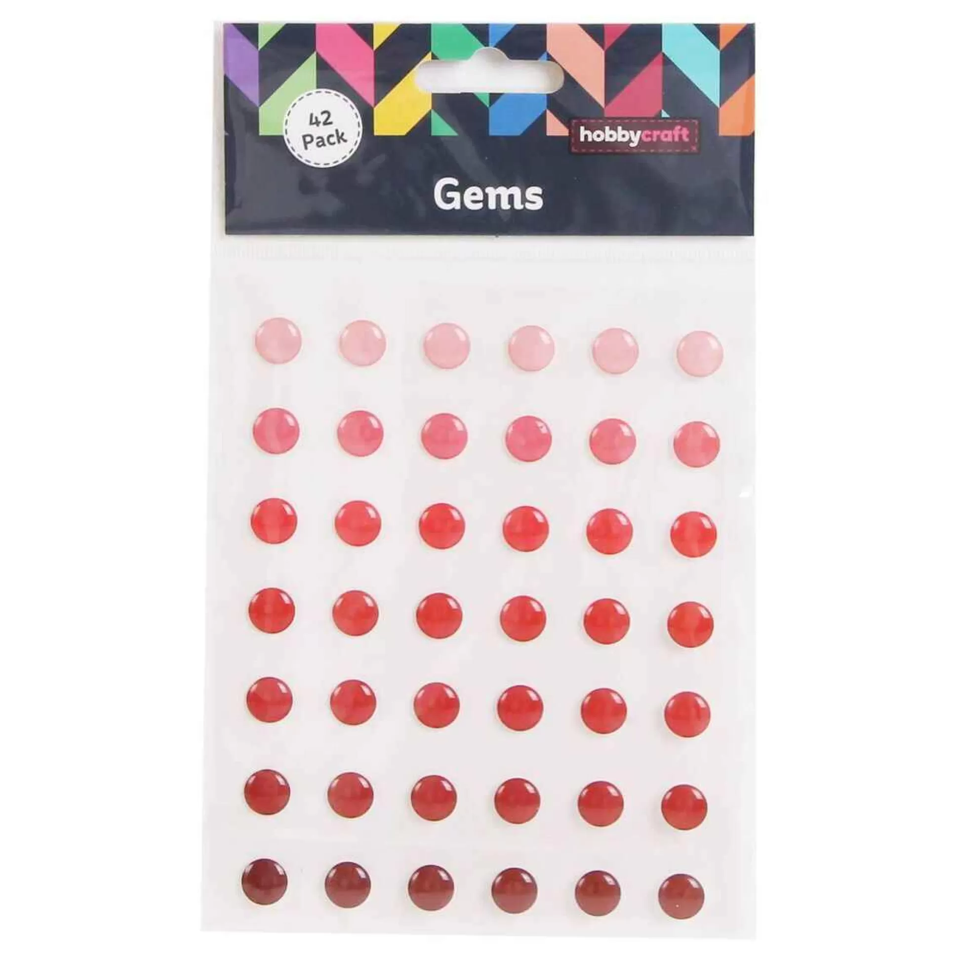 Mixed Red Adhesive Gems 10Mm 42 Pack-Hobbycraft Shop