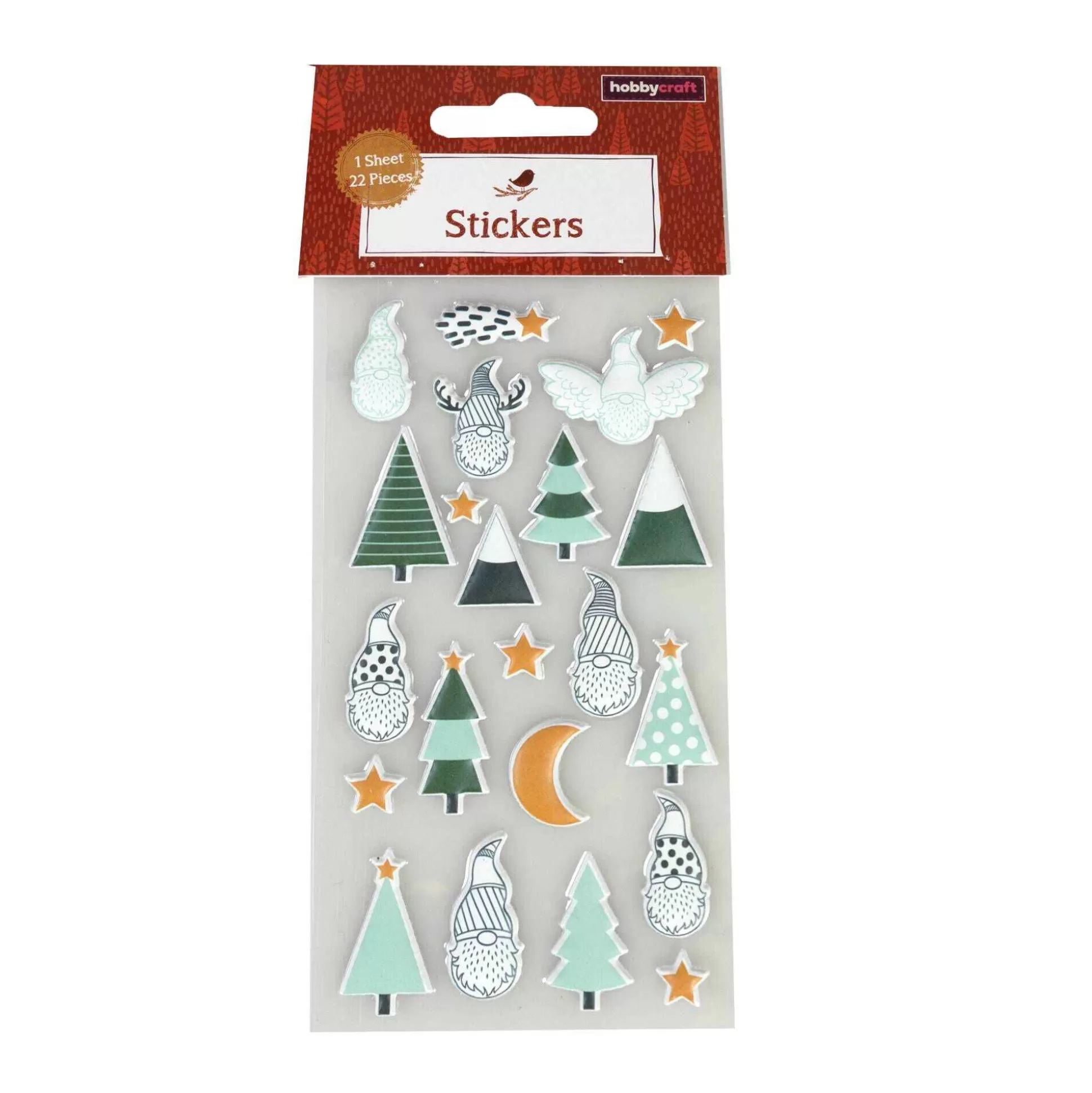 Puffy Christmas Tree Stickers 22 Pieces-Hobbycraft New