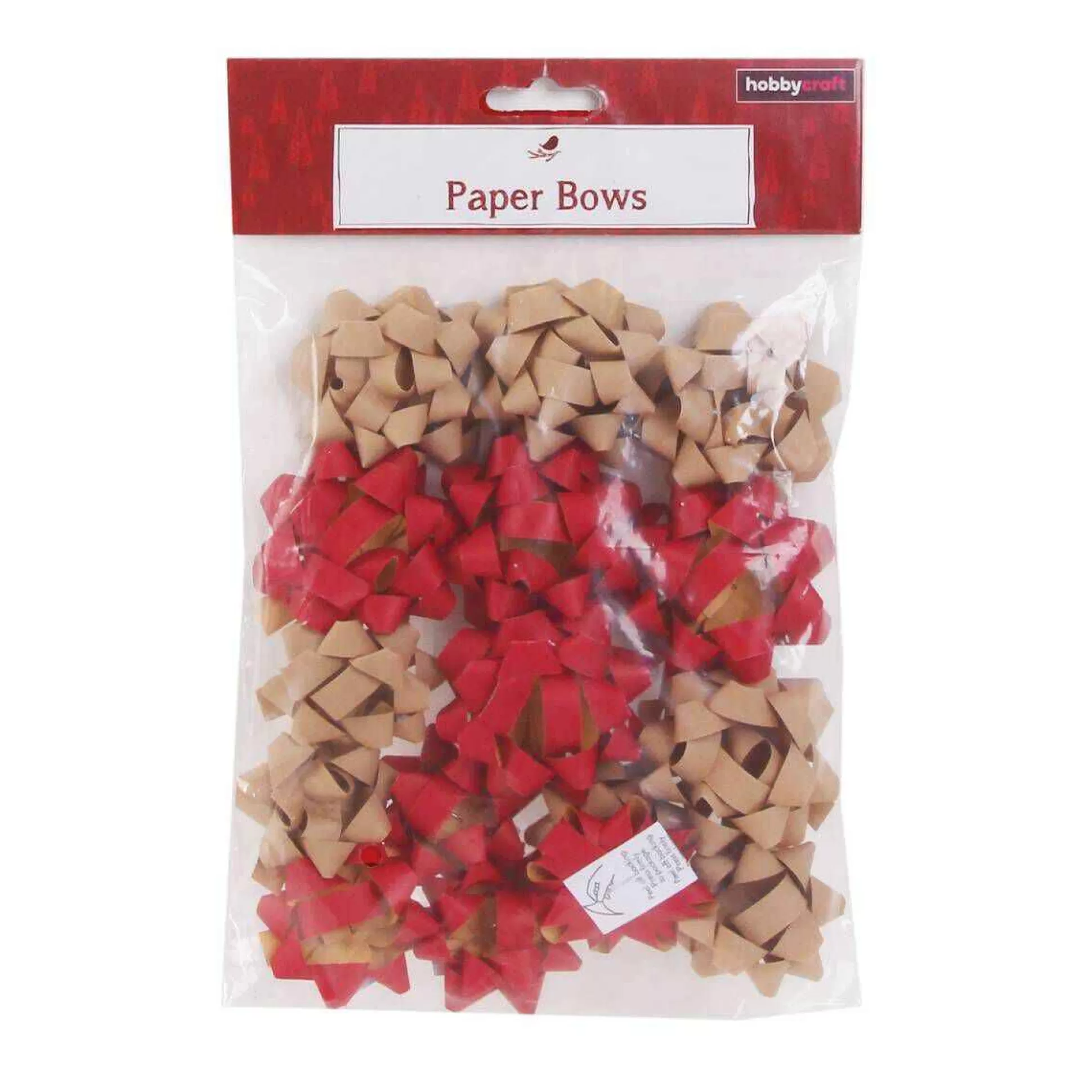 Red And Kraft Paper Bows 15 Pack-Hobbycraft Hot