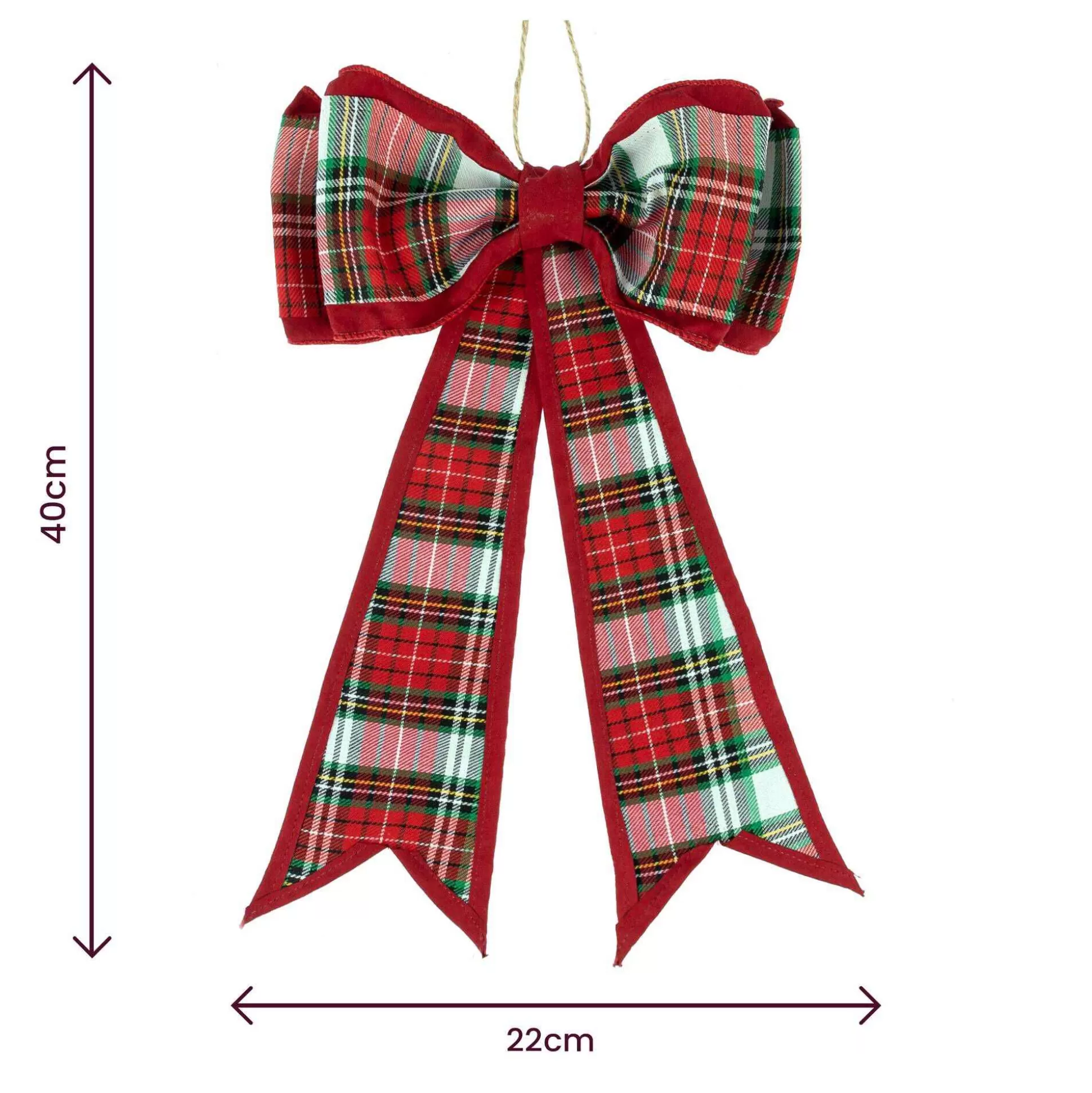 Red Fabric Tartan Bow 40Cm-Hobbycraft Flash Sale