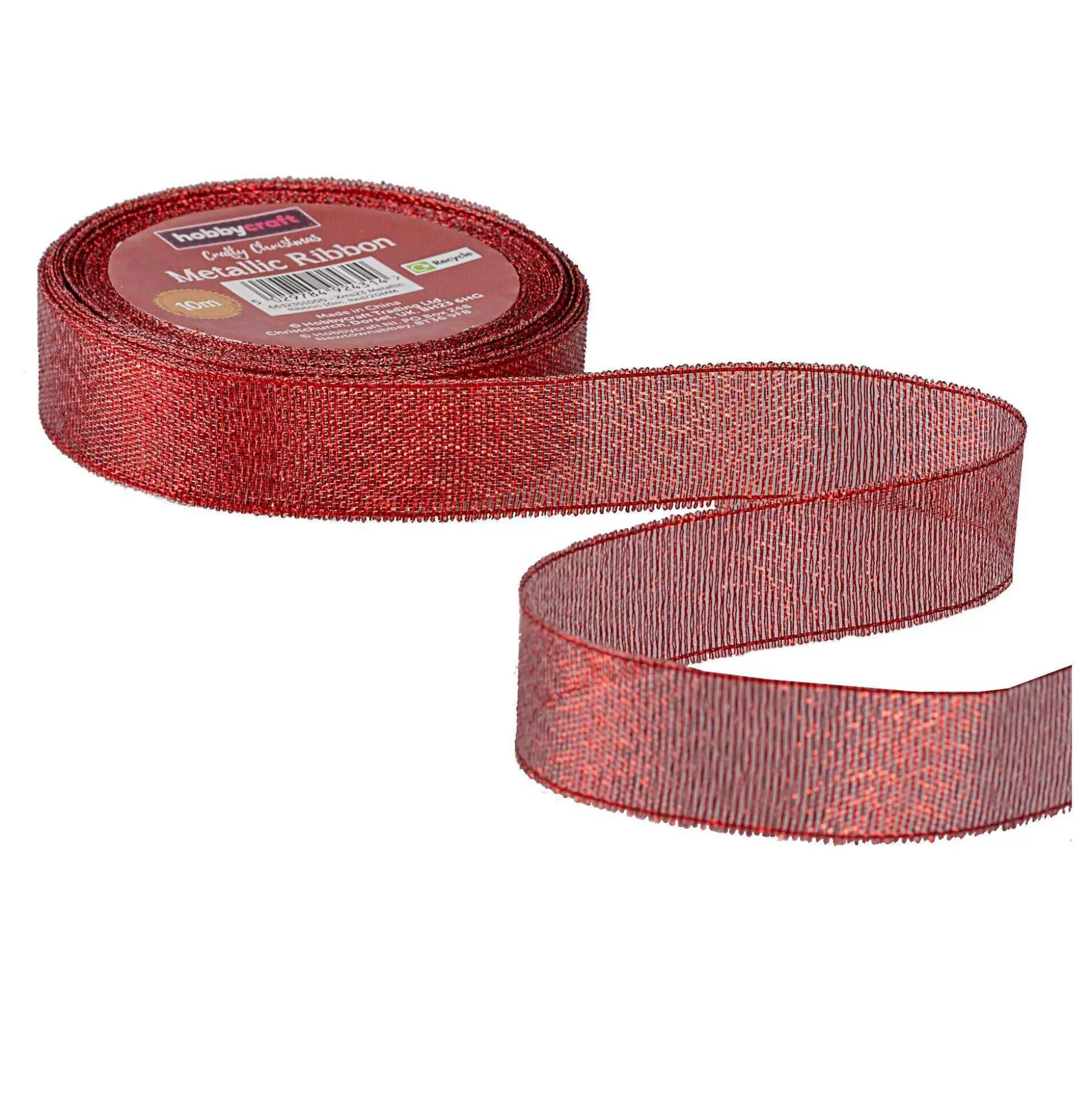 Red Metallic Ribbon 20Mm X 10M-Hobbycraft Clearance