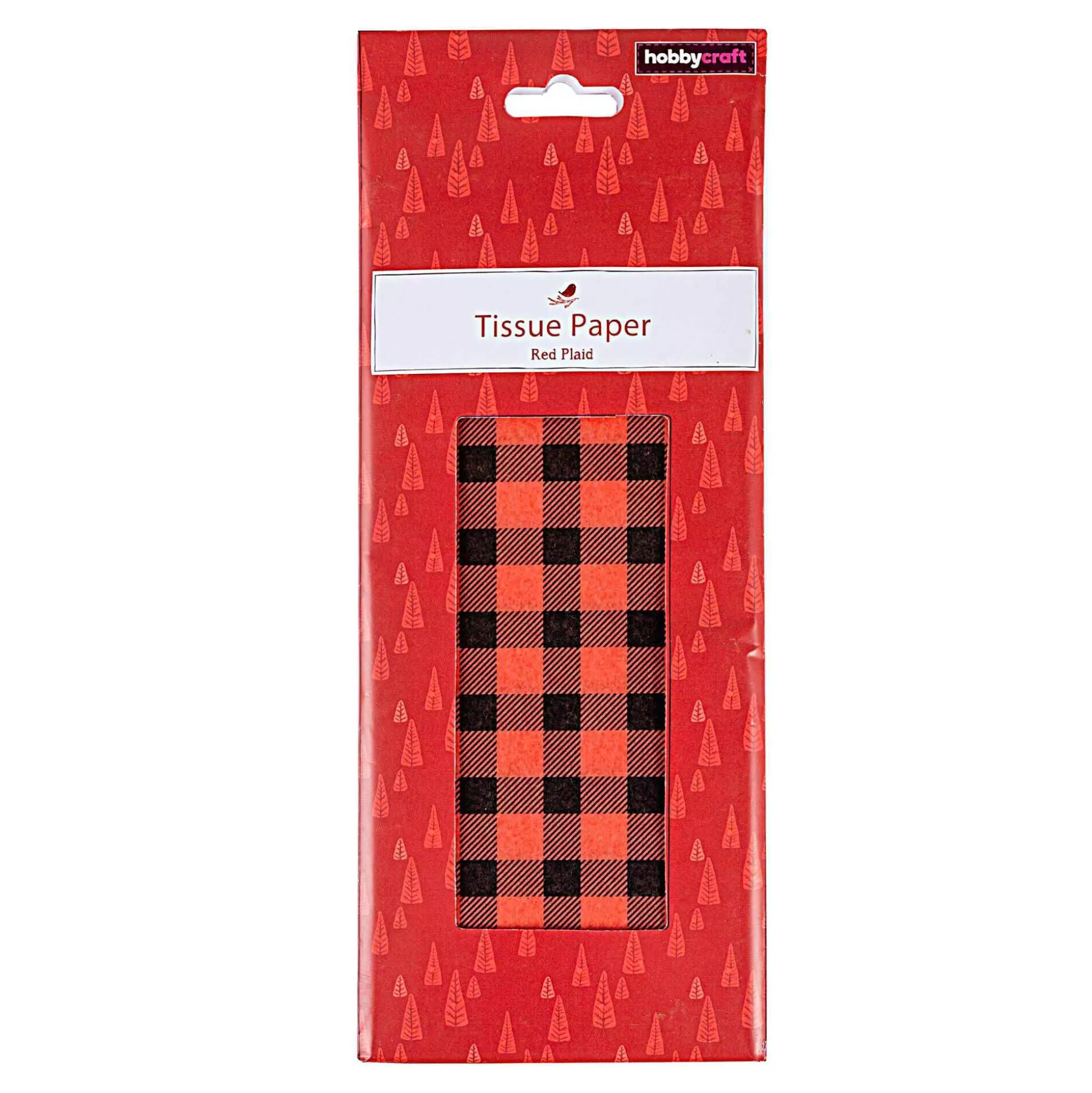 Red Plaid Tissue Paper 50Cm X 75Cm 6 Pack-Hobbycraft Outlet