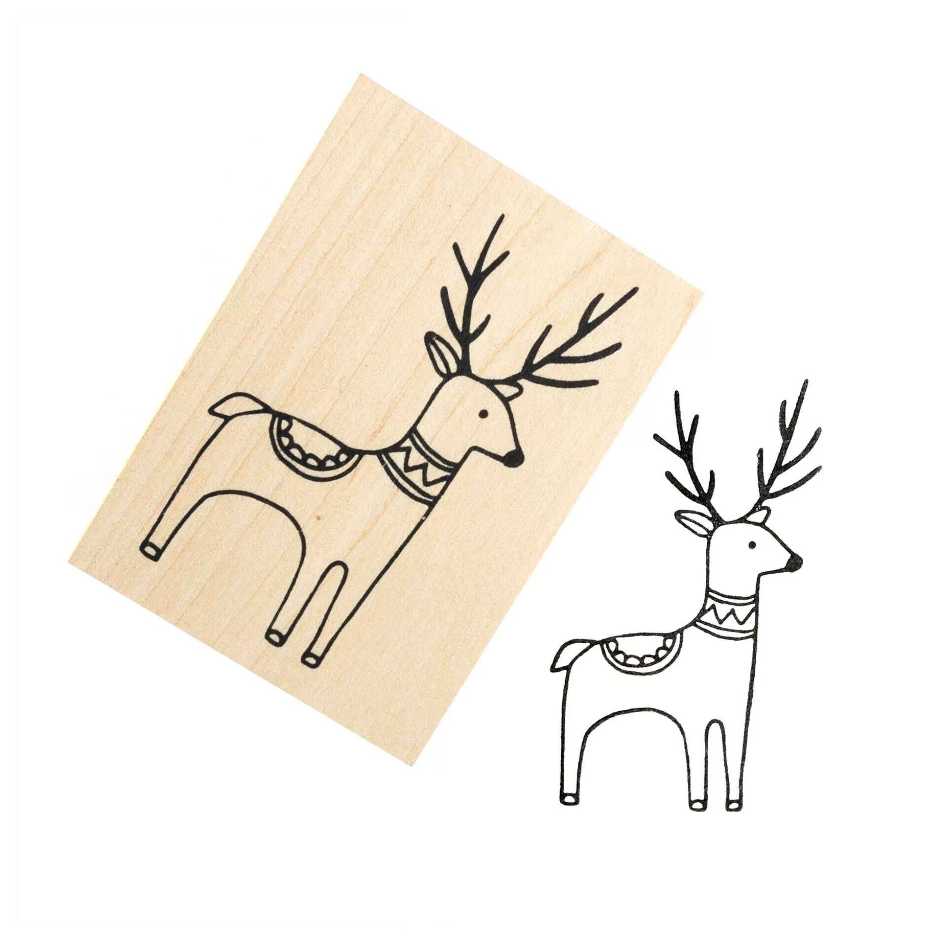 Reindeer Wooden Stamp 7Cm X 5Cm-Hobbycraft Fashion