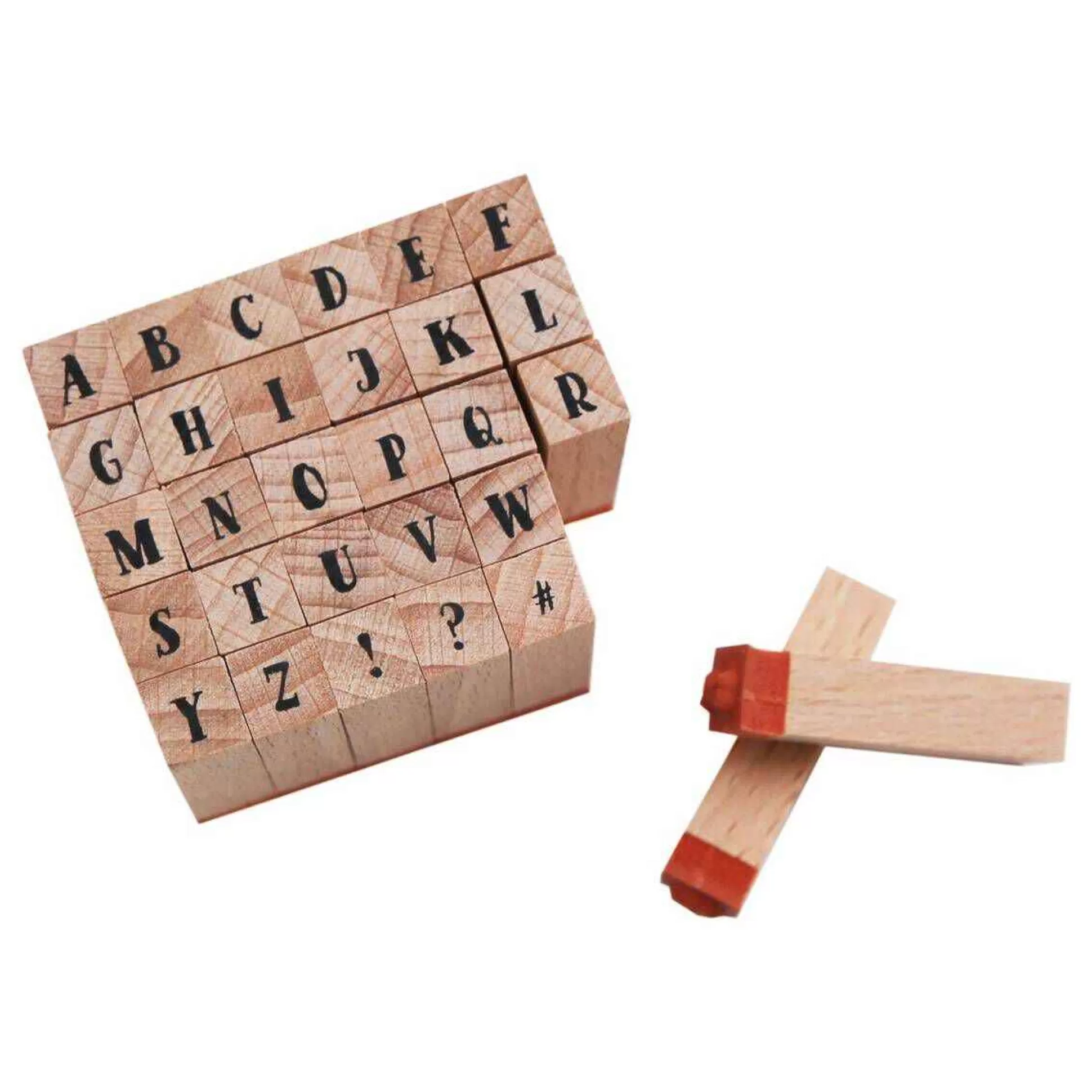 Retro Mini Alphabet Wooden Stamp Set 30 Pieces-Hobbycraft New