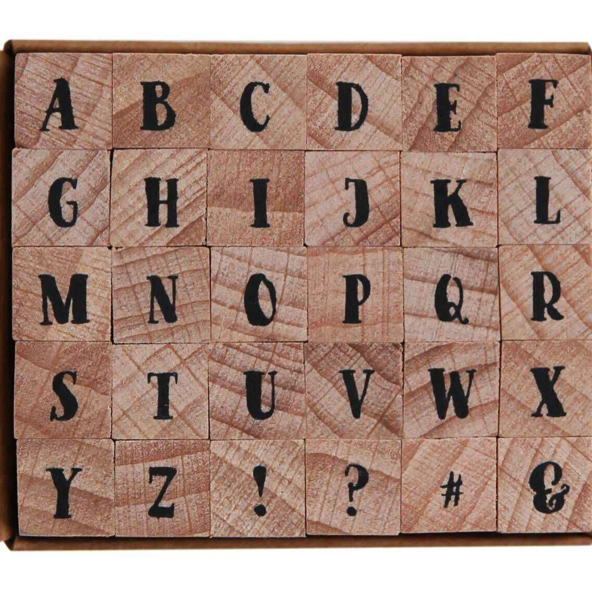 Retro Mini Alphabet Wooden Stamp Set 30 Pieces-Hobbycraft New