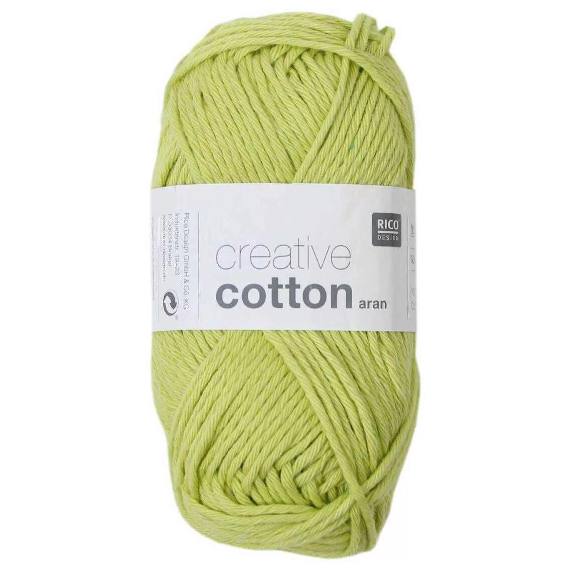 Rico Light Pistachio Creative Cotton Aran Yarn 50 G-Hobbycraft New