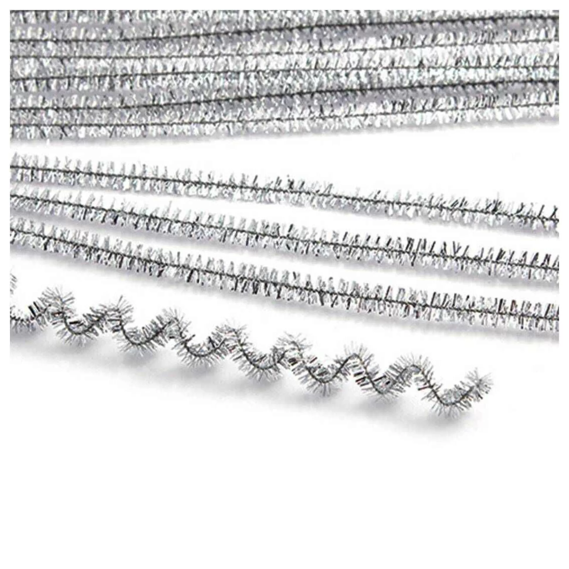 Silver Tinsel Pipe Cleaners 25 Pack-Hobbycraft Shop