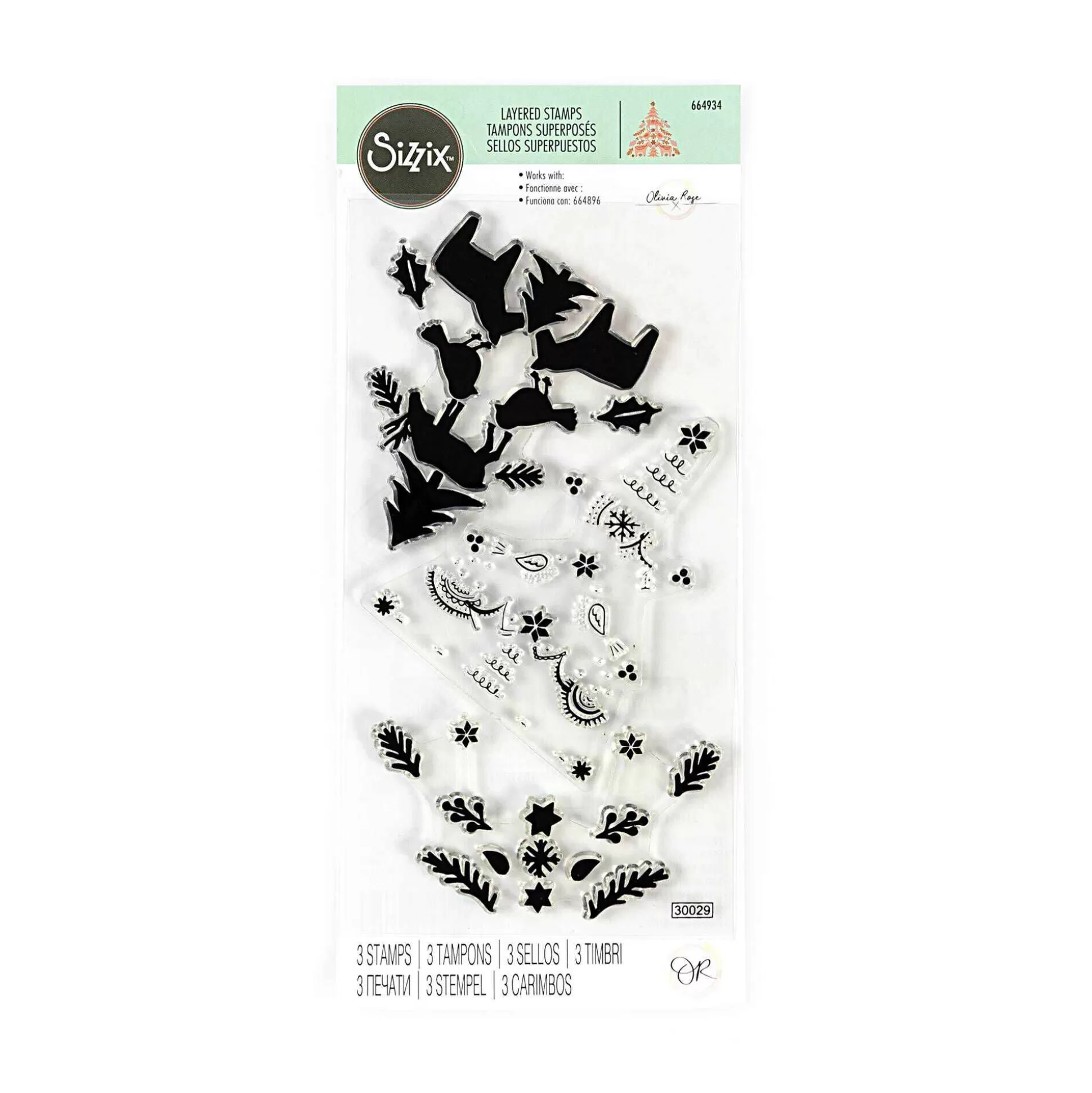 Sizzix Folk Tree Layered Stamp Set 3 Pieces-Hobbycraft Sale