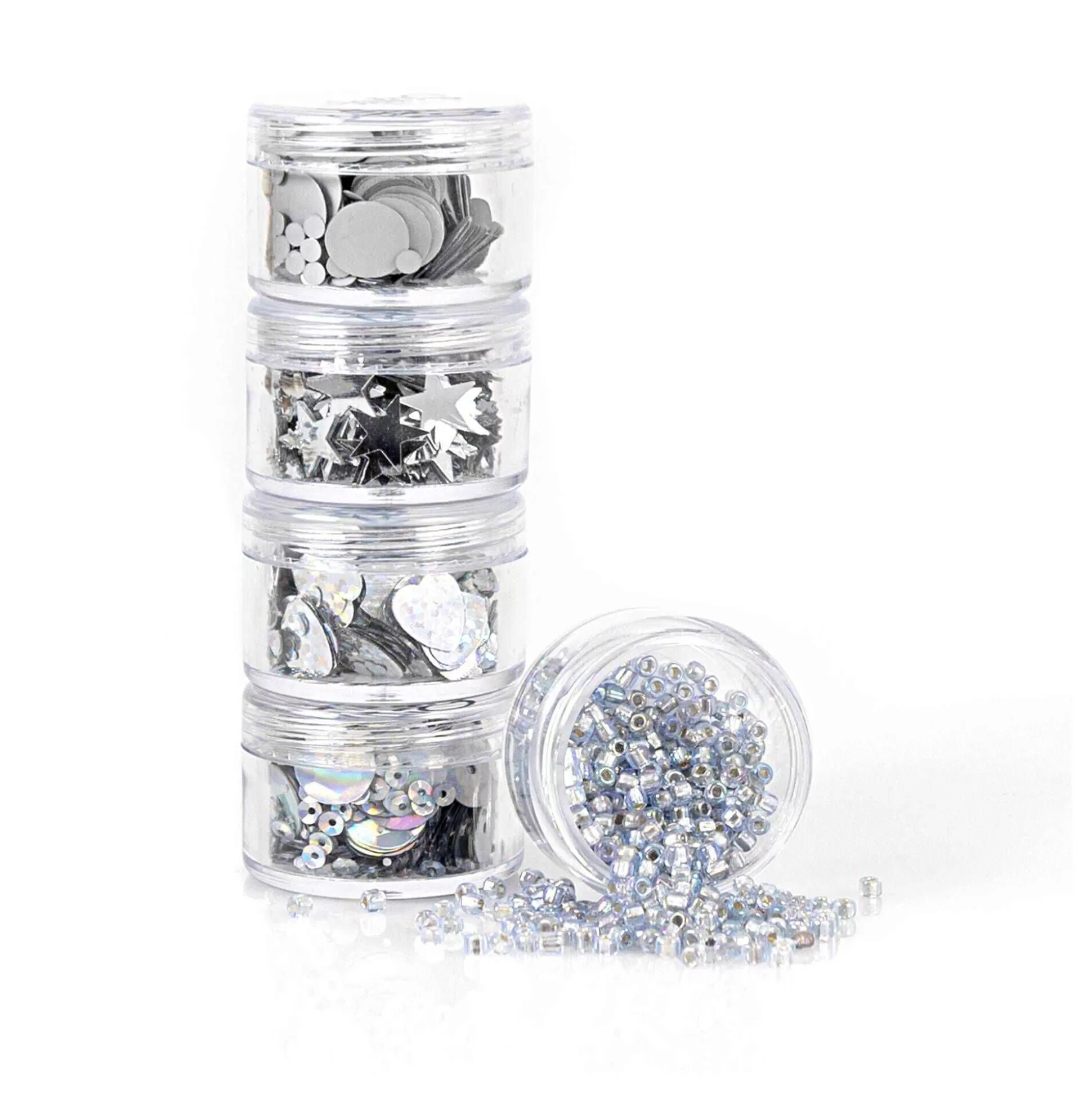 Sizzix Silver Sequin And Beads Set 5 Pack-Hobbycraft Sale