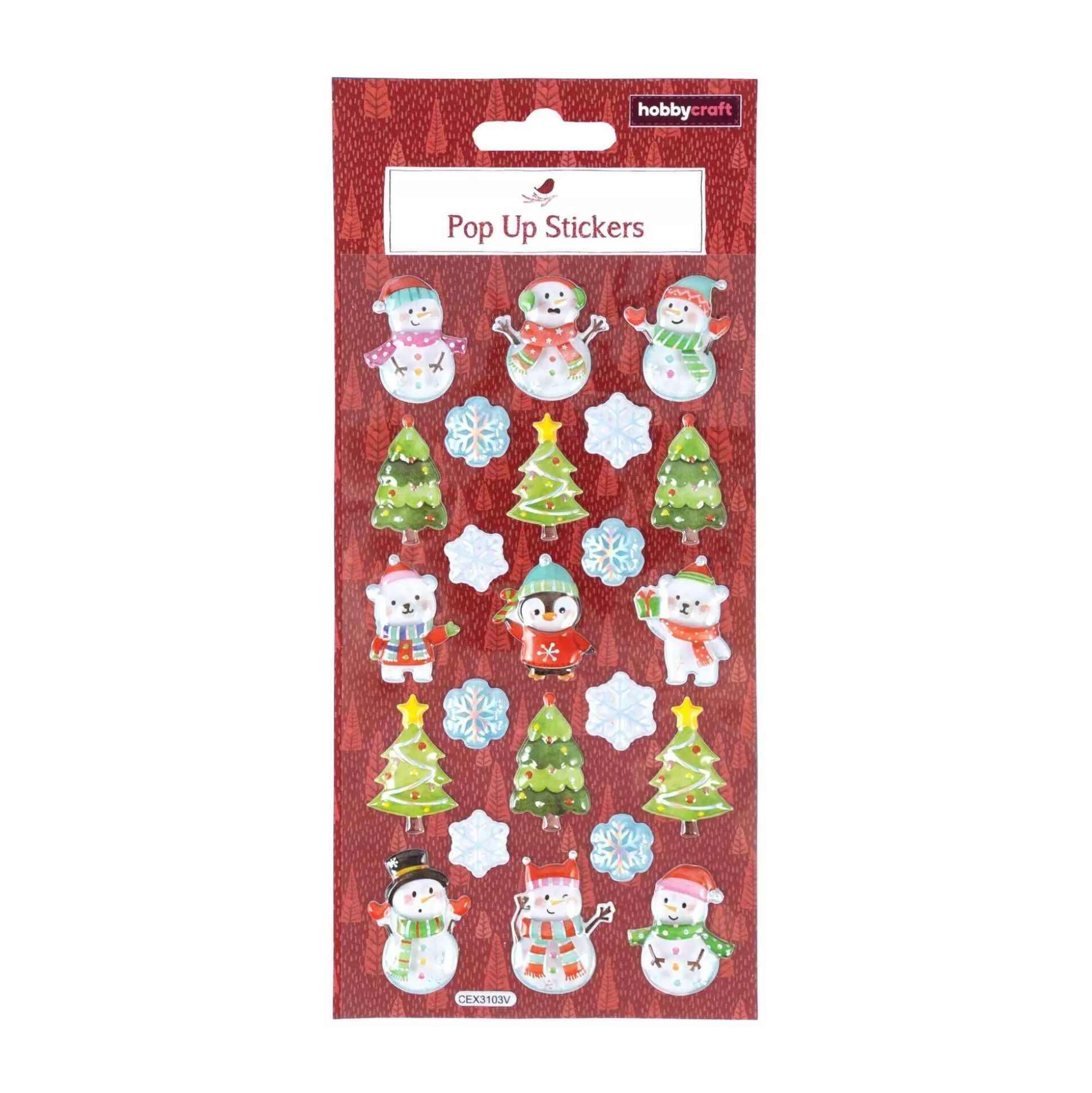 Snowman And Tree Pop-Up Stickers-Hobbycraft Hot