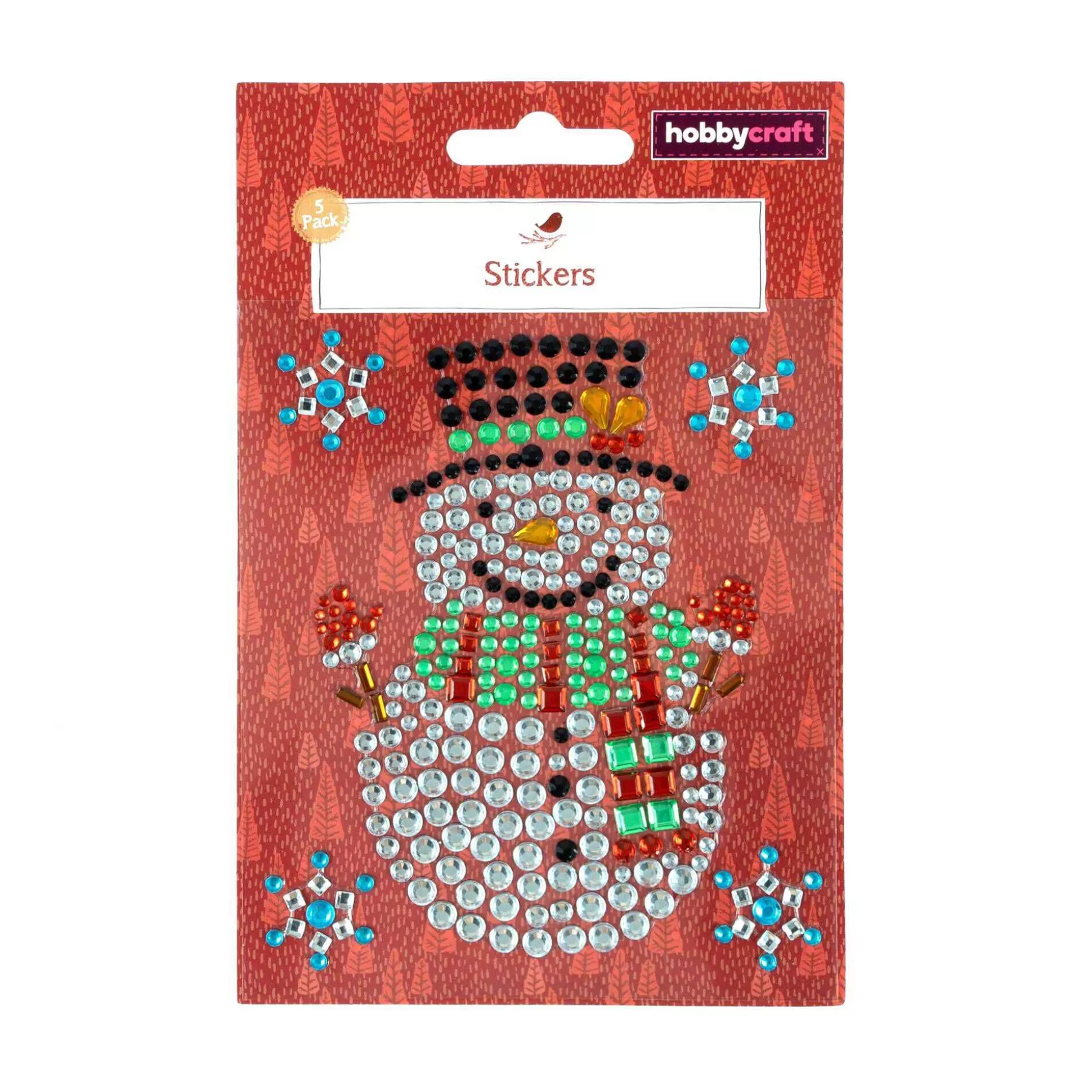 Snowman Gem Stickers 5 Pack-Hobbycraft Shop