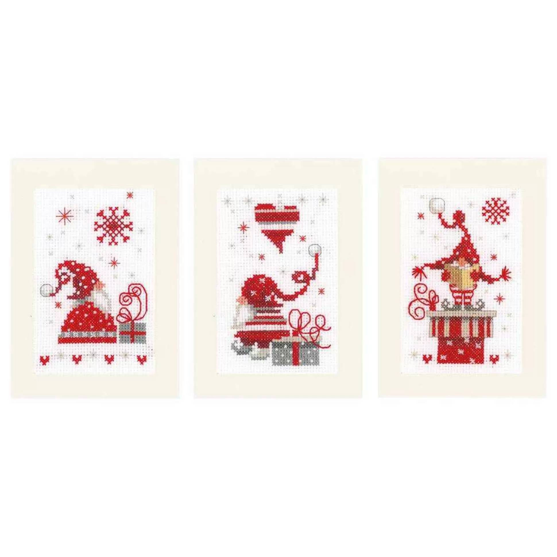 Vervaco Christmas Gnomes Cross Stitch Card Kit 3 Pack-Hobbycraft Online