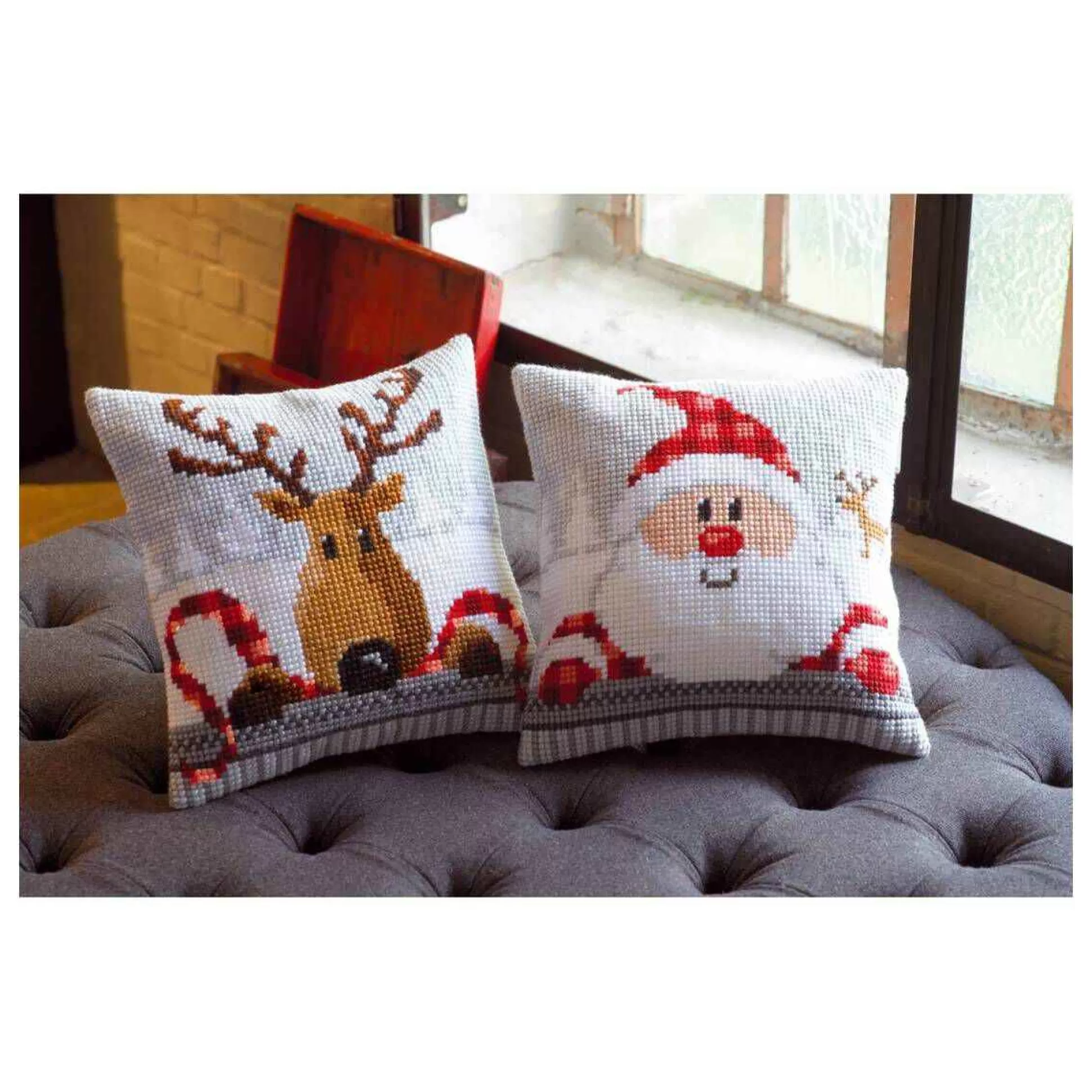 Vervaco Santa In Hat Cross Stitch Cushion Front Kit-Hobbycraft Best Sale