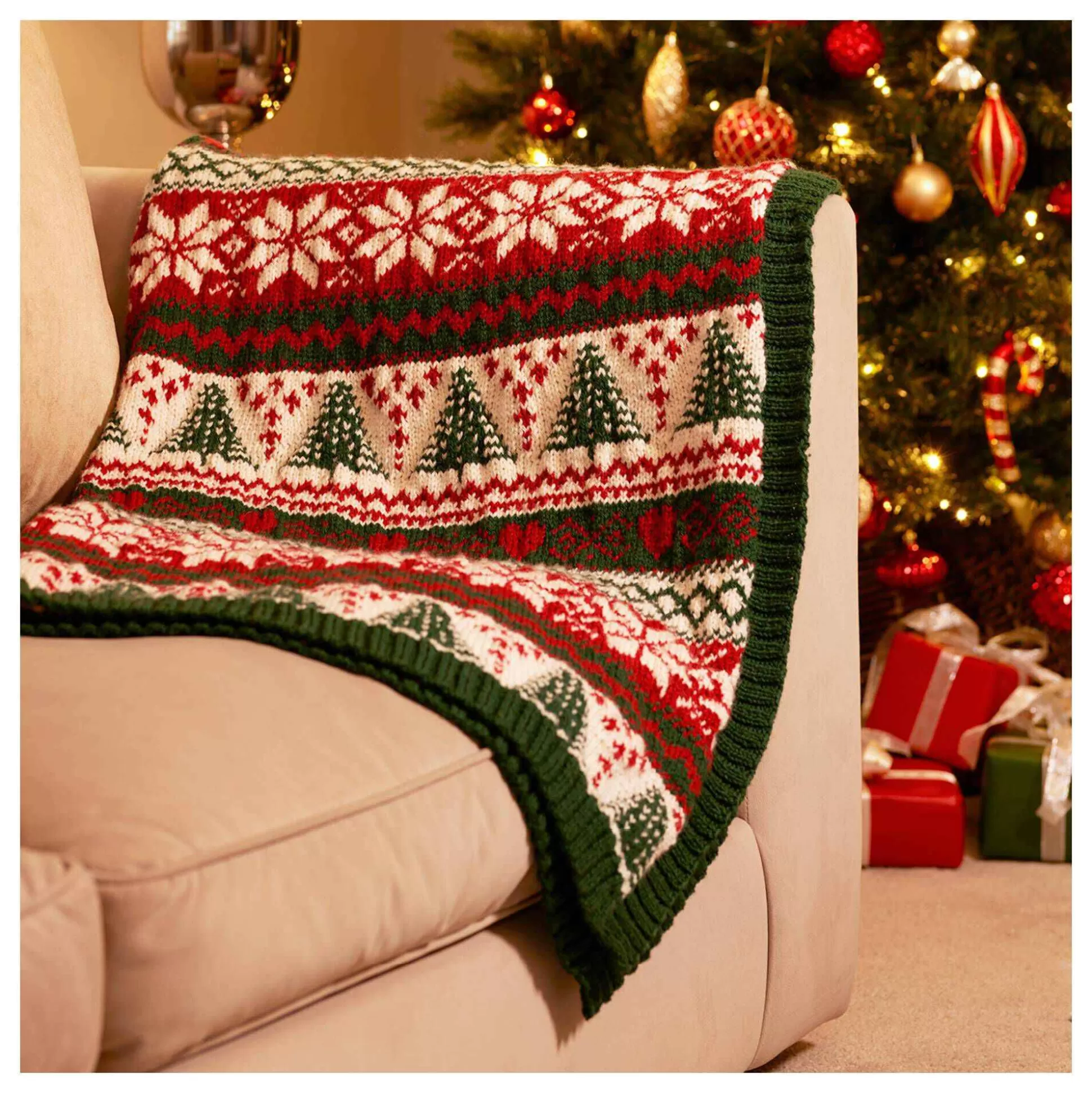 West Yorkshire Spinners Woodside Fair Isle Festive Blanket Kit-Hobbycraft Cheap