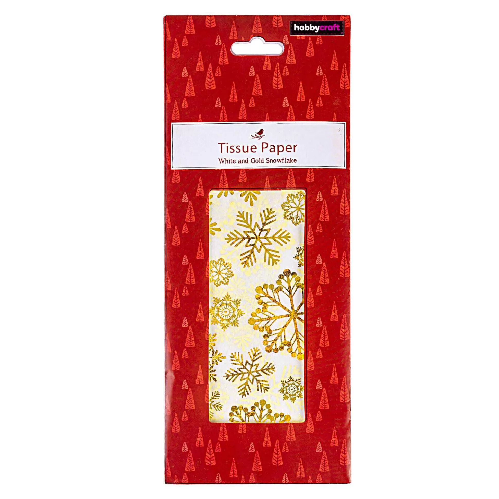 White And Gold Snowflake Tissue Paper 50Cm X 75Cm 3 Pack-Hobbycraft Shop