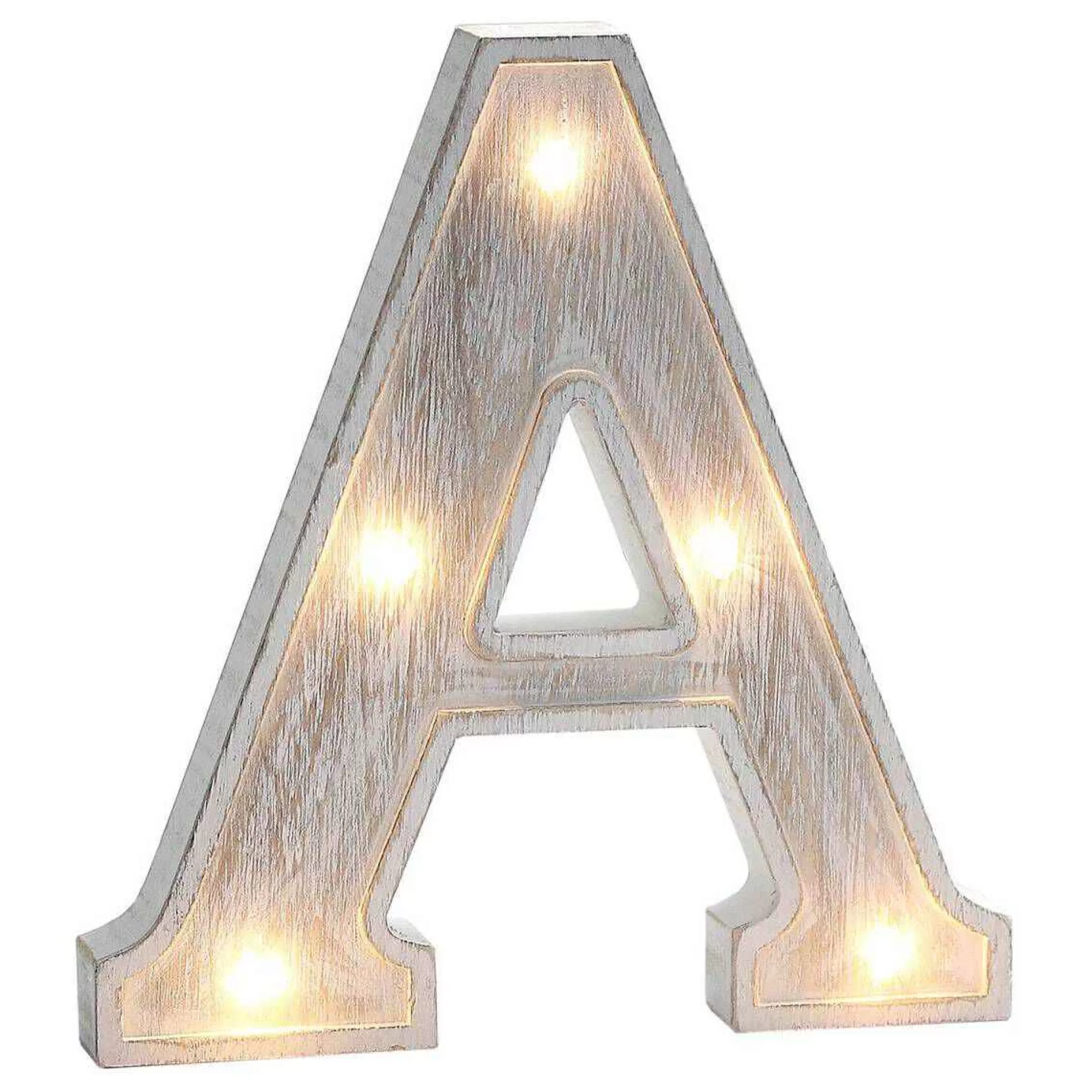 White Washed Wooden Led Letter A 21Cm-Hobbycraft Outlet