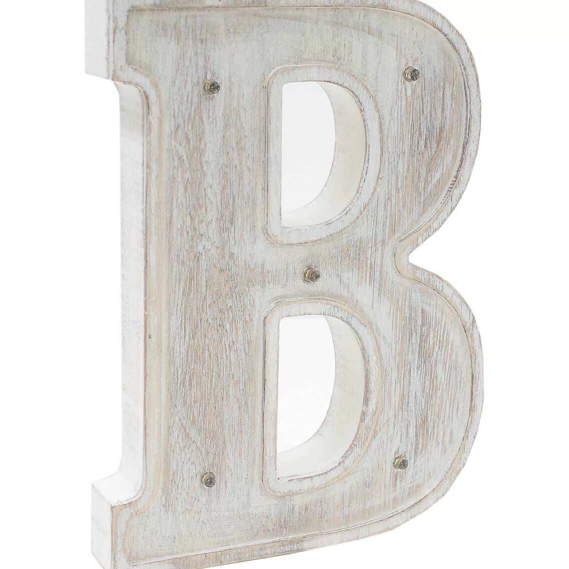 White Washed Wooden Led Letter B 21Cm-Hobbycraft Clearance