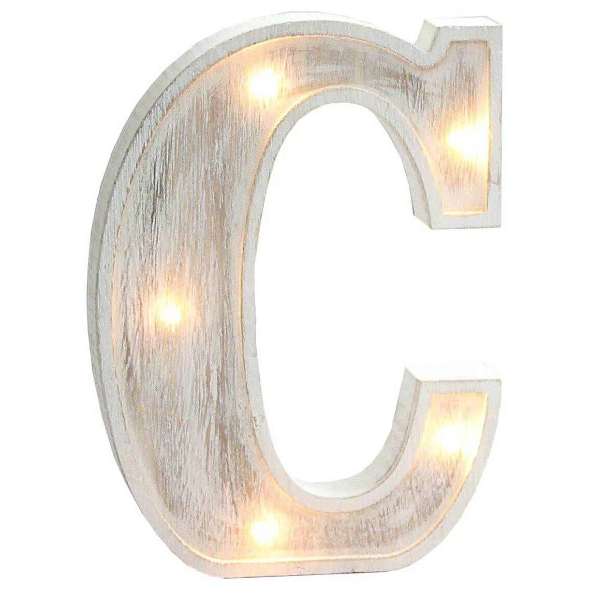 White Washed Wooden Led Letter C 21Cm-Hobbycraft Online