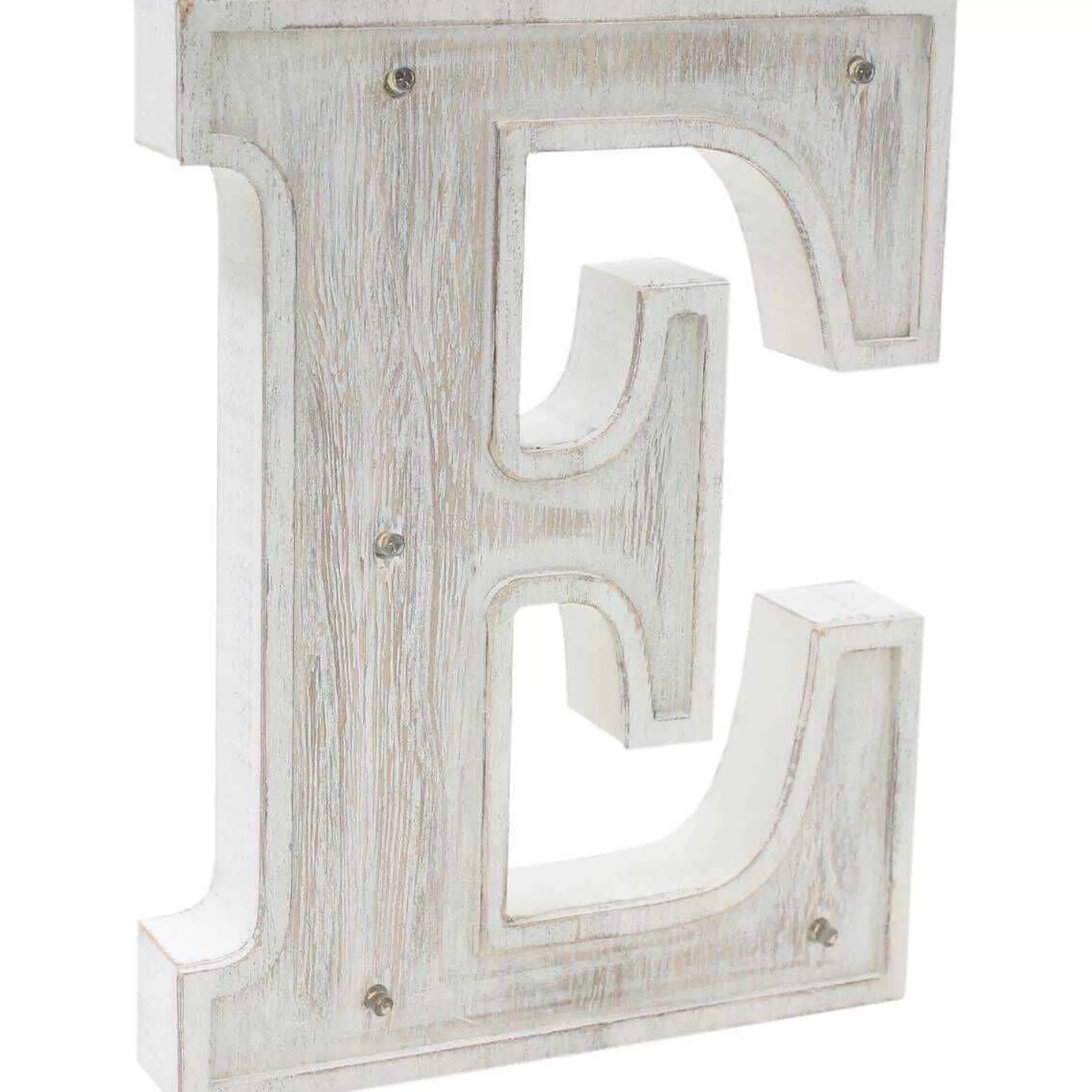 White Washed Wooden Led Letter E 21Cm-Hobbycraft Online