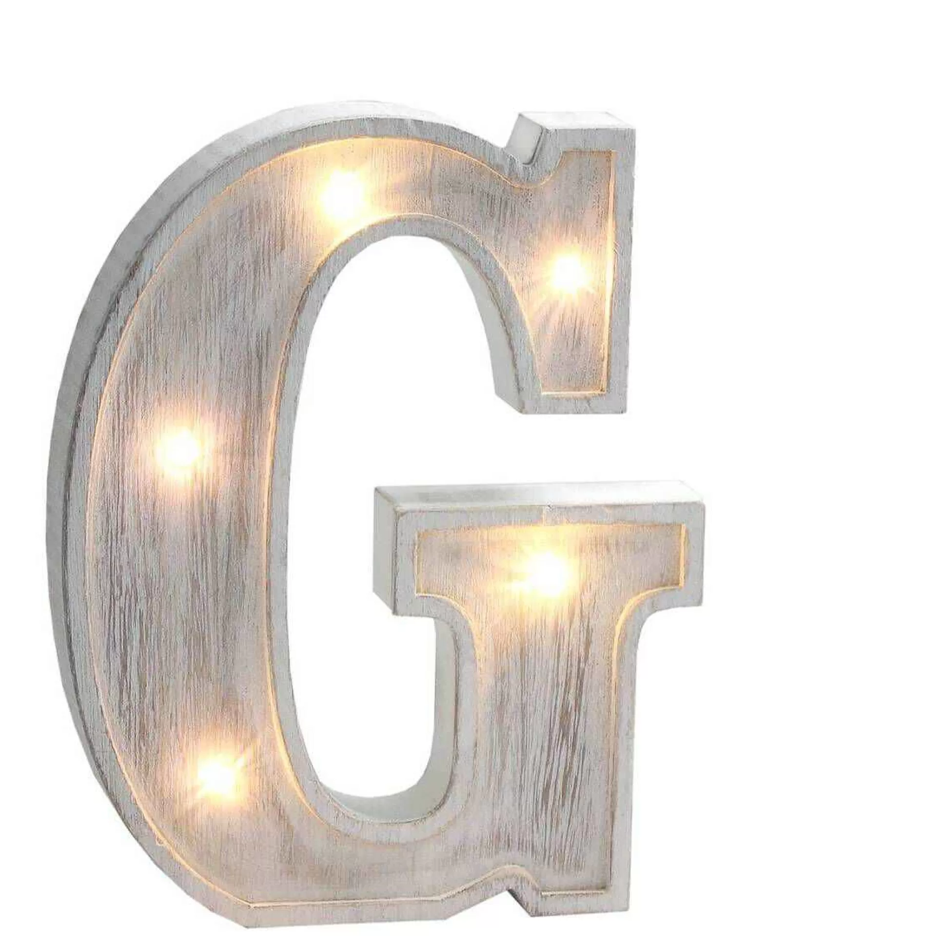 White Washed Wooden Led Letter G 21Cm-Hobbycraft Online