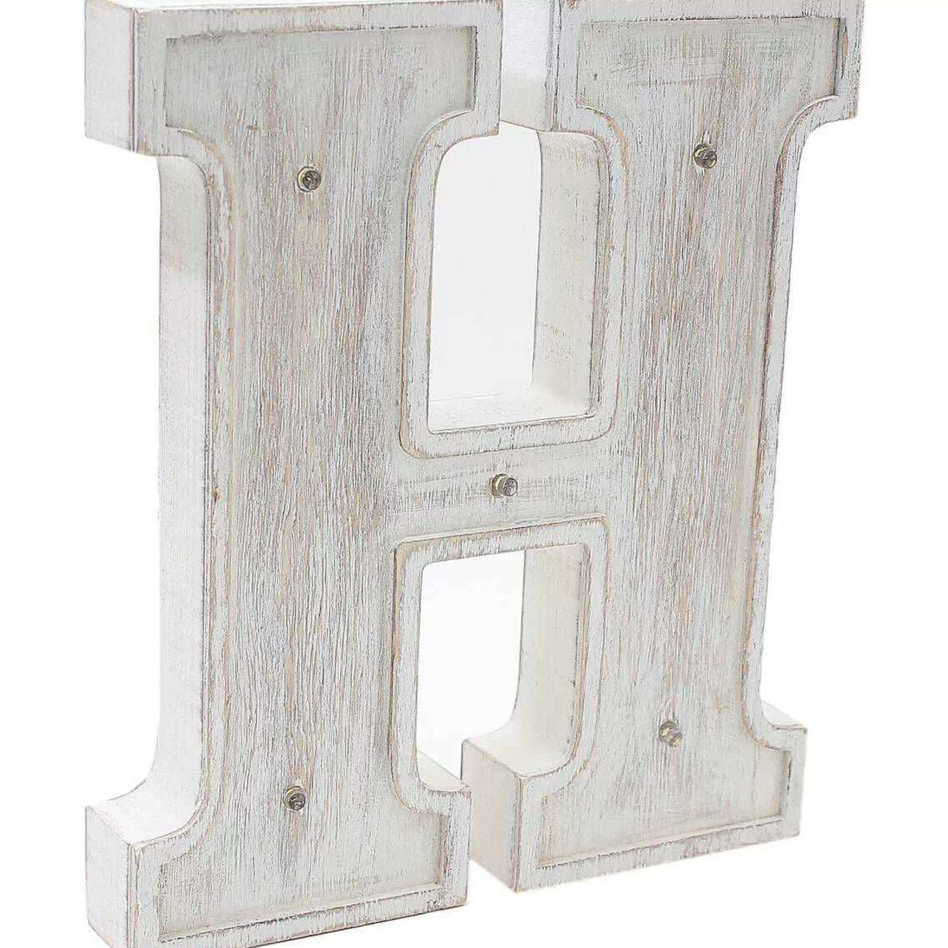 White Washed Wooden Led Letter H 21Cm-Hobbycraft Outlet