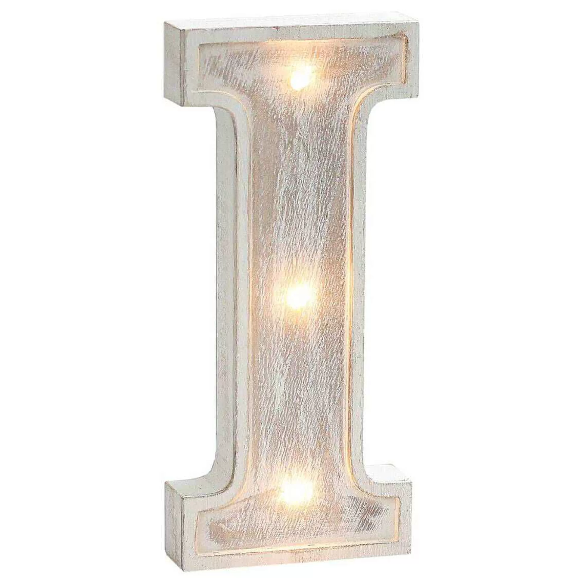 White Washed Wooden Led Letter I 21Cm-Hobbycraft Shop