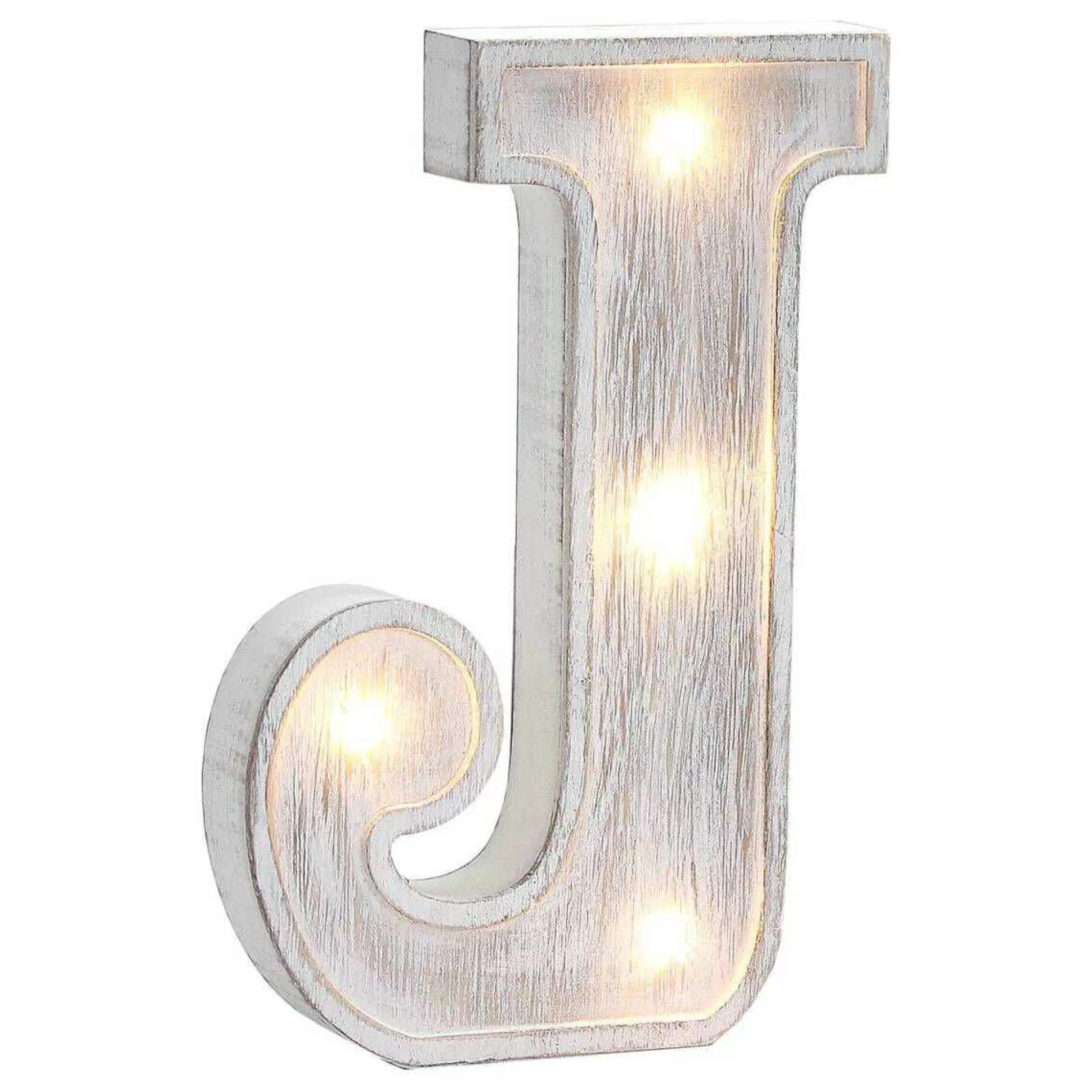 White Washed Wooden Led Letter J 21Cm-Hobbycraft Online