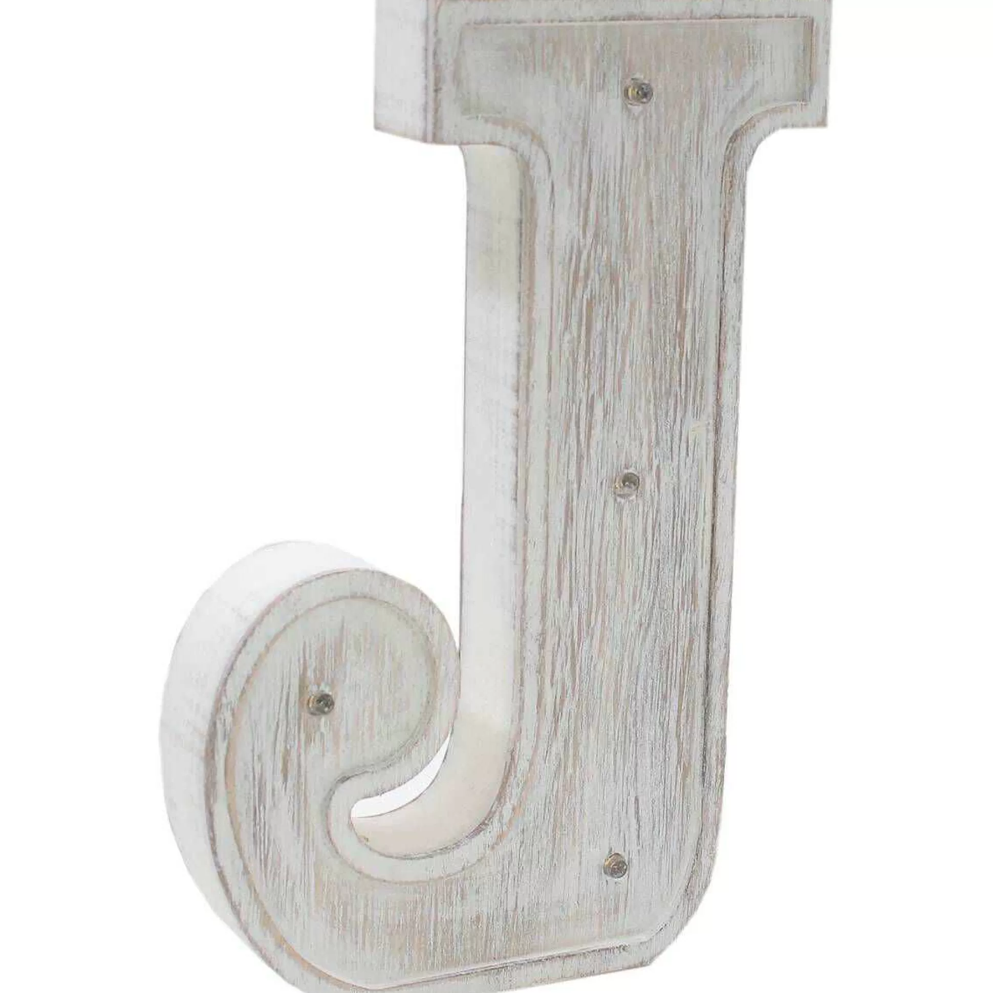 White Washed Wooden Led Letter J 21Cm-Hobbycraft Online