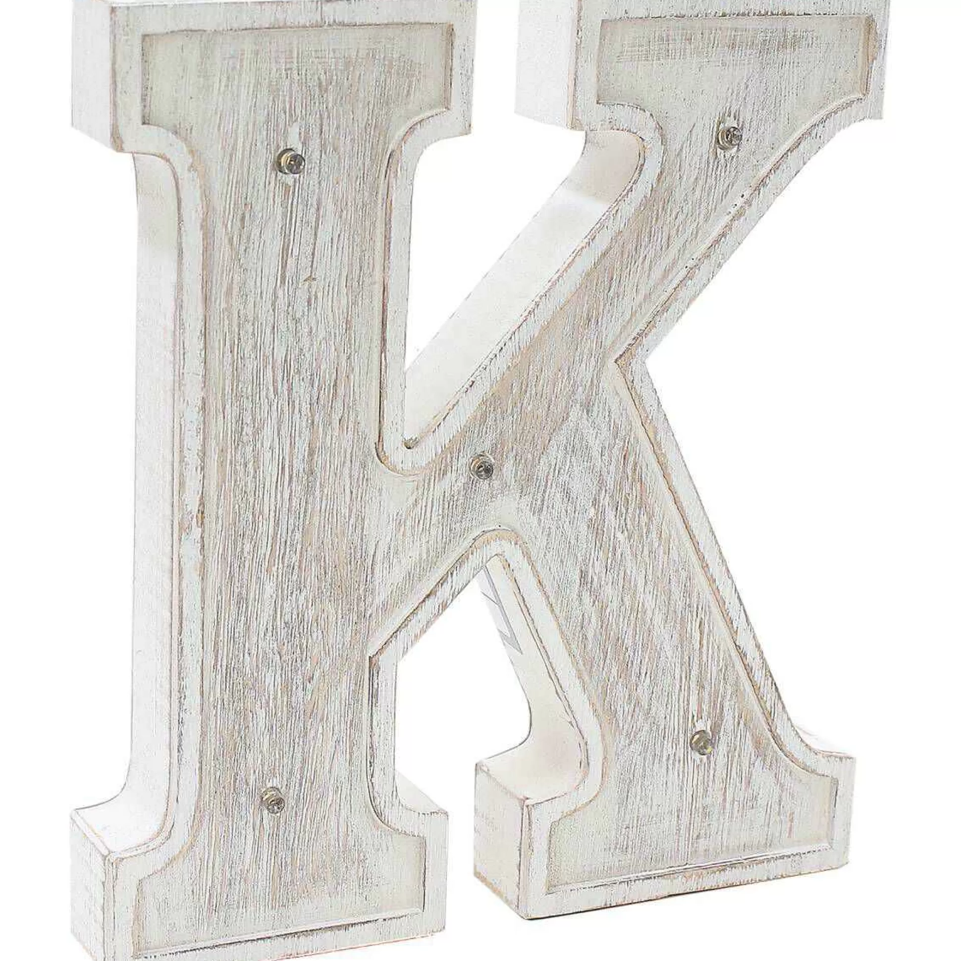 White Washed Wooden Led Letter K 21Cm-Hobbycraft Shop