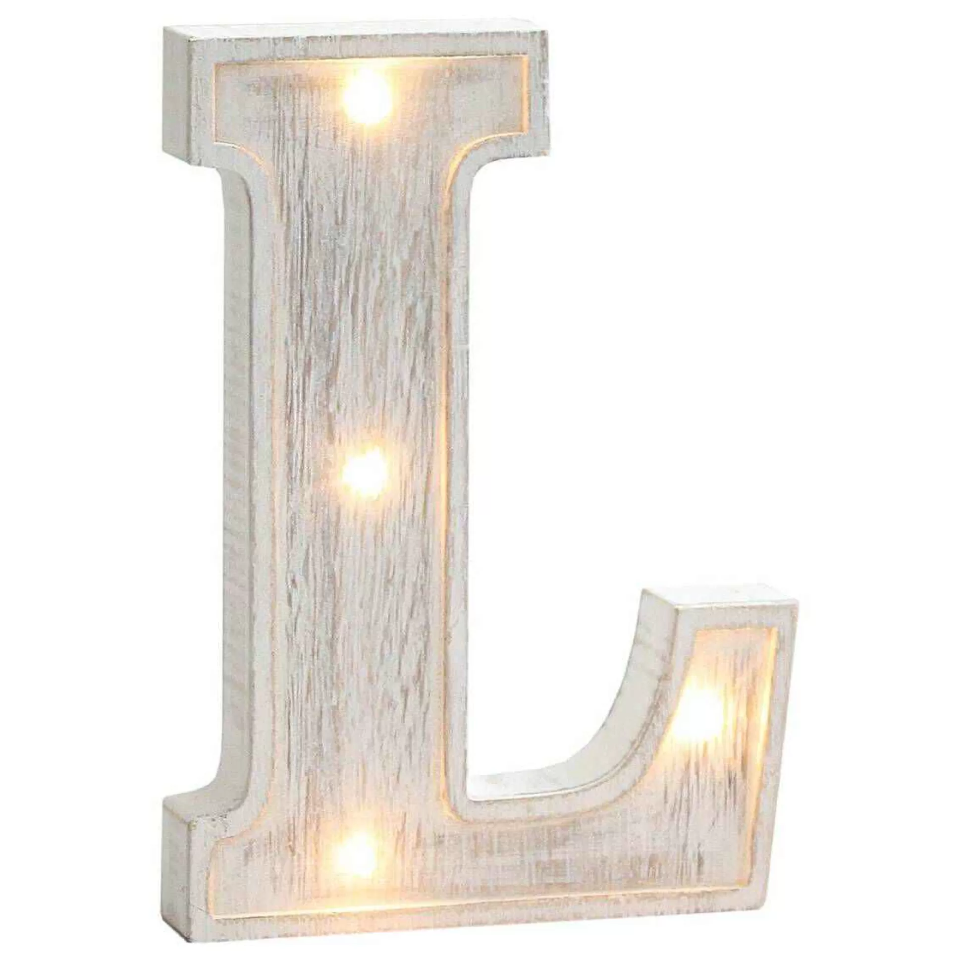 White Washed Wooden Led Letter L 21Cm-Hobbycraft Store