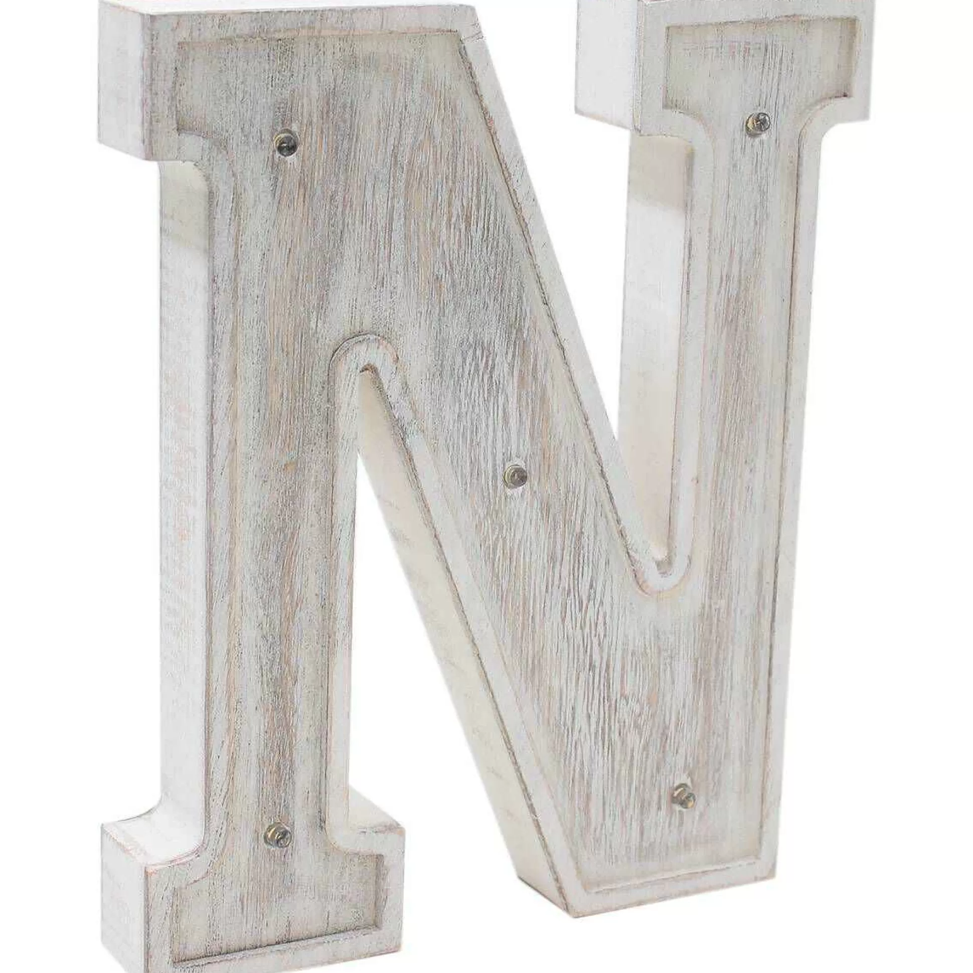 White Washed Wooden Led Letter N 21Cm-Hobbycraft Sale