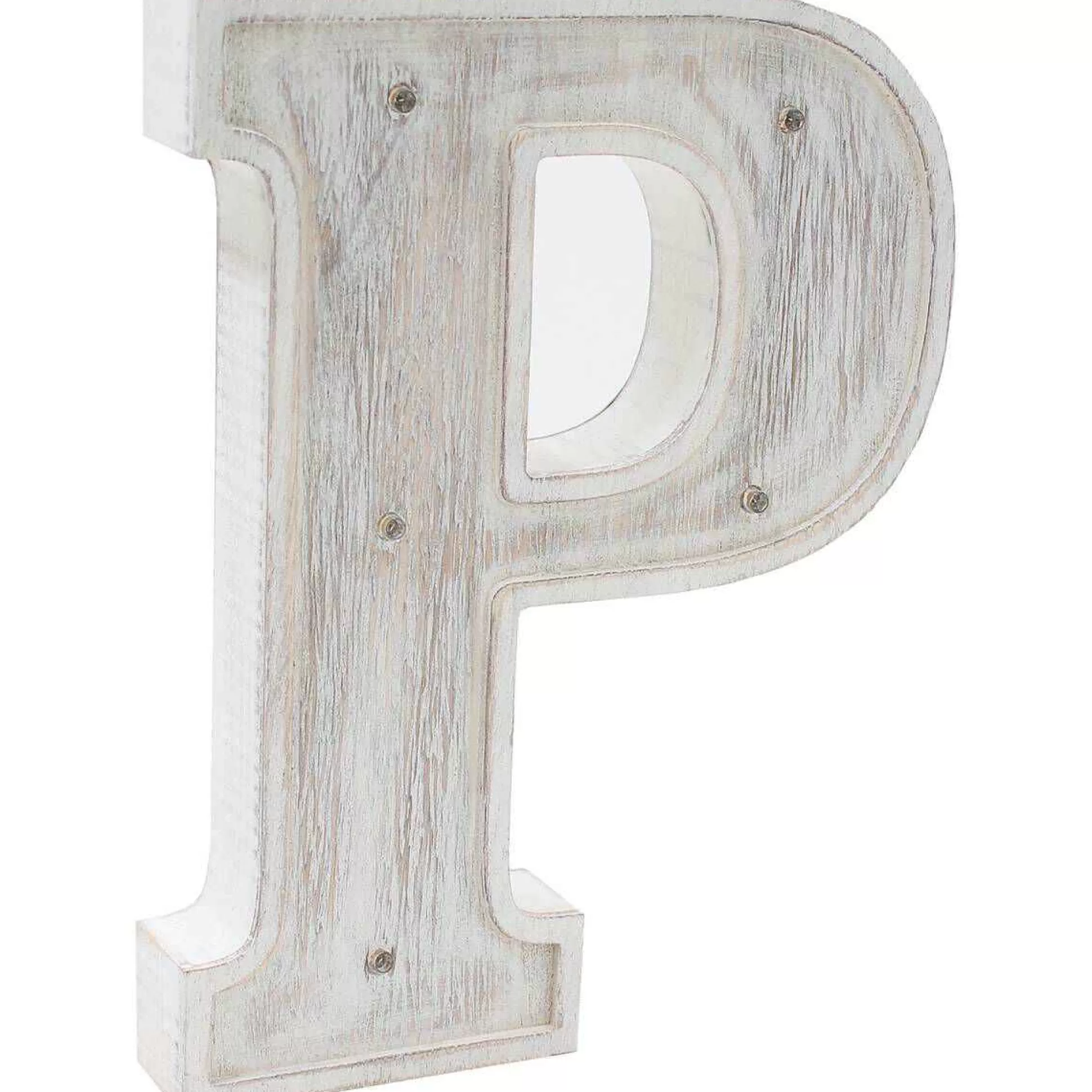 White Washed Wooden Led Letter P 21Cm-Hobbycraft New