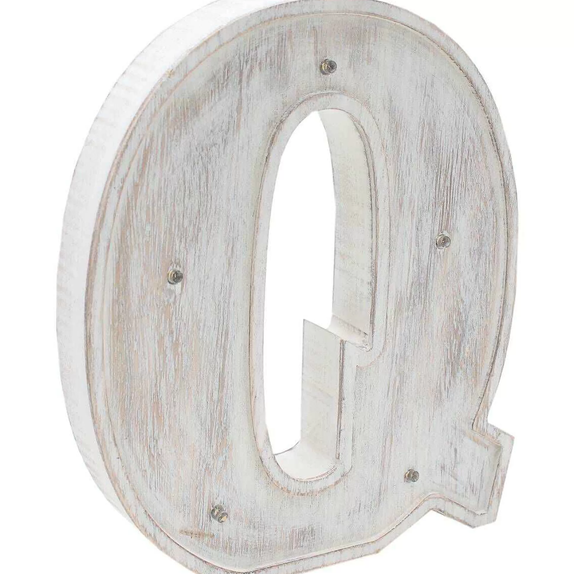 White Washed Wooden Led Letter Q 21Cm-Hobbycraft Fashion