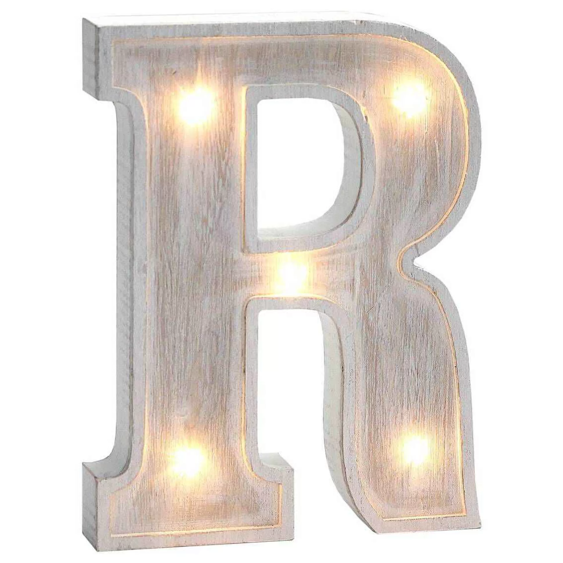 White Washed Wooden Led Letter R 21Cm-Hobbycraft Hot