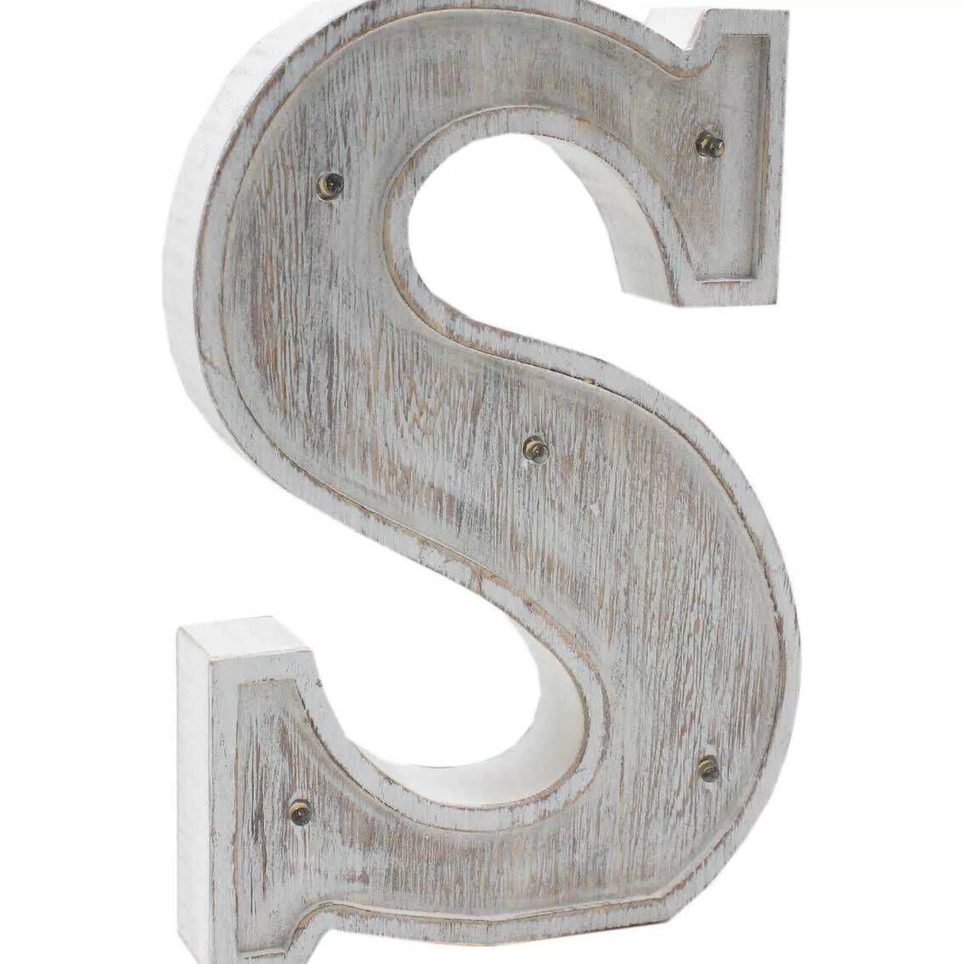 White Washed Wooden Led Letter S 21Cm-Hobbycraft Outlet