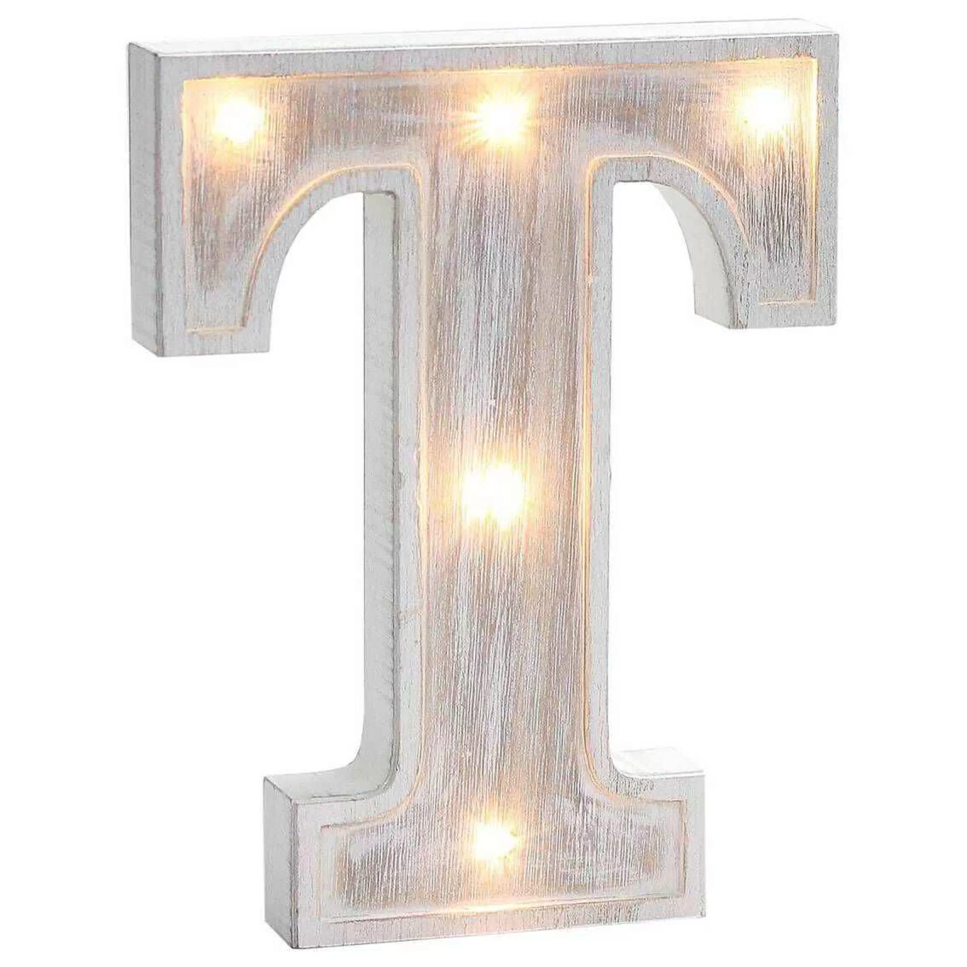 White Washed Wooden Led Letter T 21Cm-Hobbycraft Discount