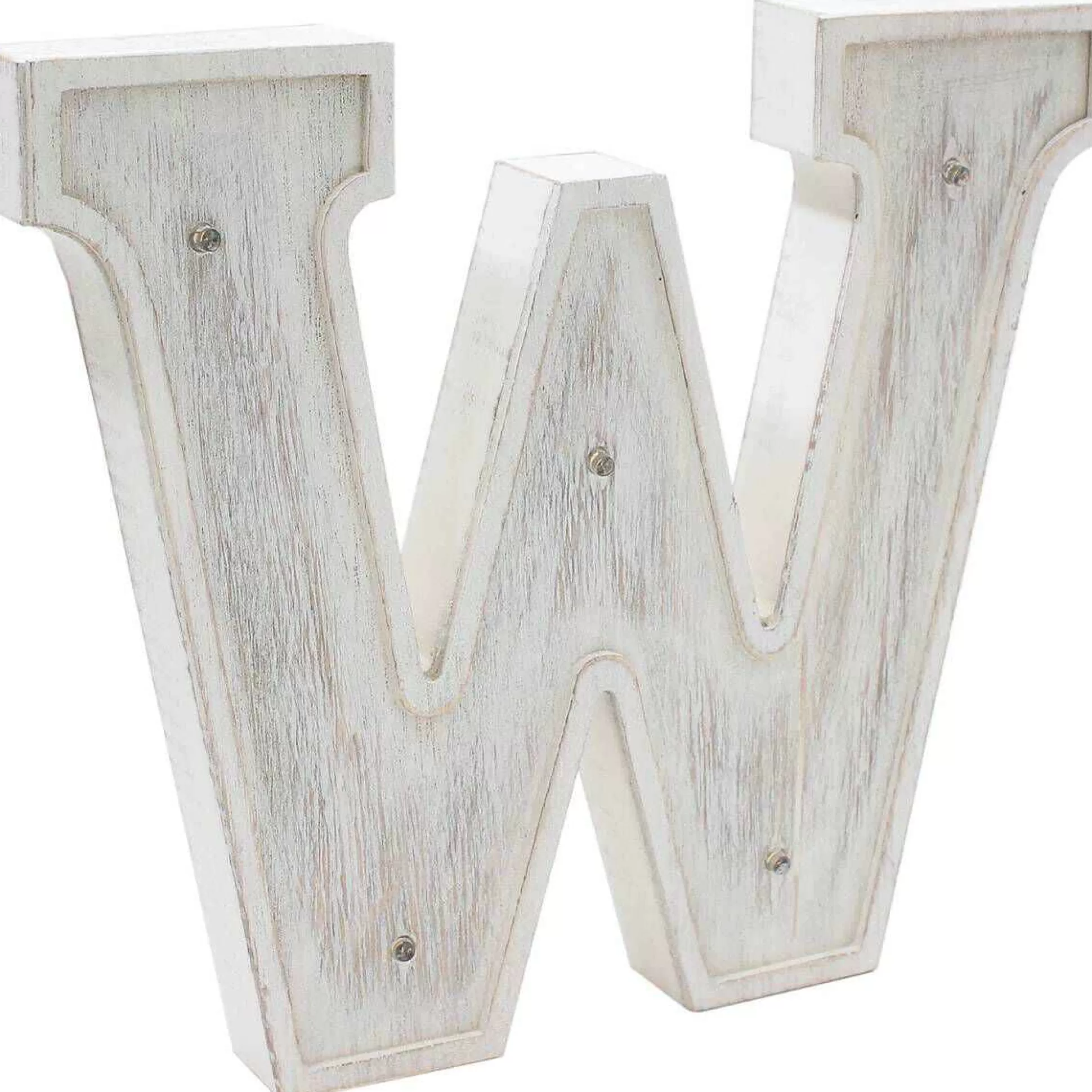 White Washed Wooden Led Letter W 21Cm-Hobbycraft Store