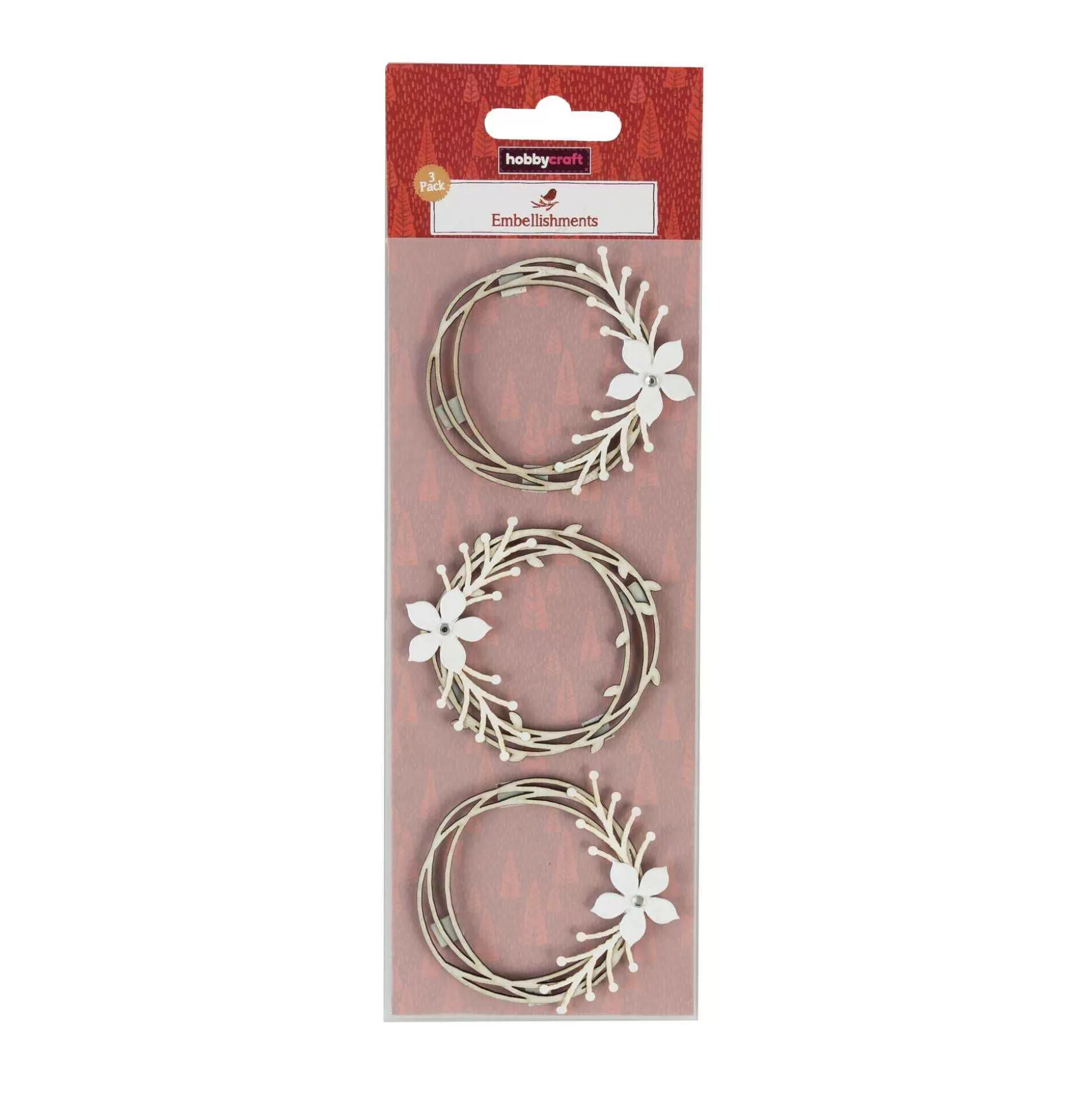 White Wildflower Wreath Embellishments 3 Pack-Hobbycraft Hot