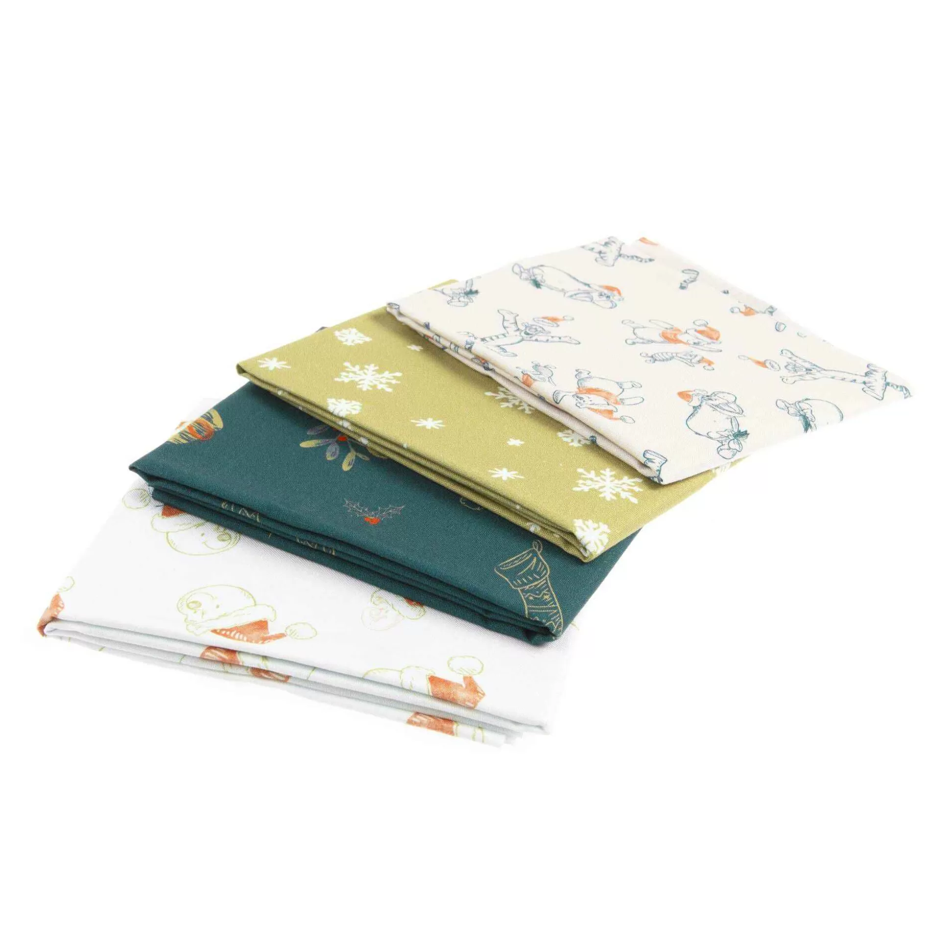 Winnie The Pooh Christmas Cotton Fat Quarters 4 Pack-Hobbycraft Store