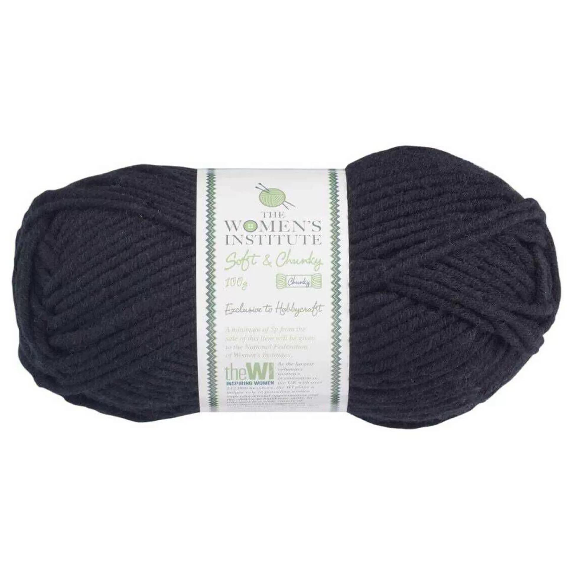 Women's Institute Black Soft And Chunky Yarn 100G-Hobbycraft Flash Sale