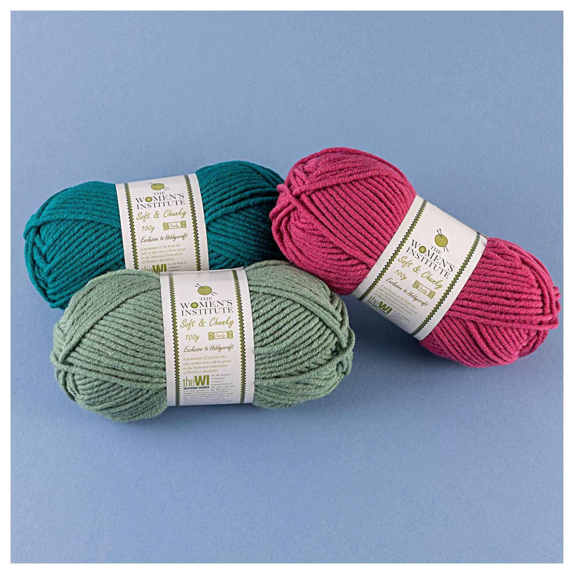 Women's Institute Sage Soft And Chunky Yarn 100G-Hobbycraft Best