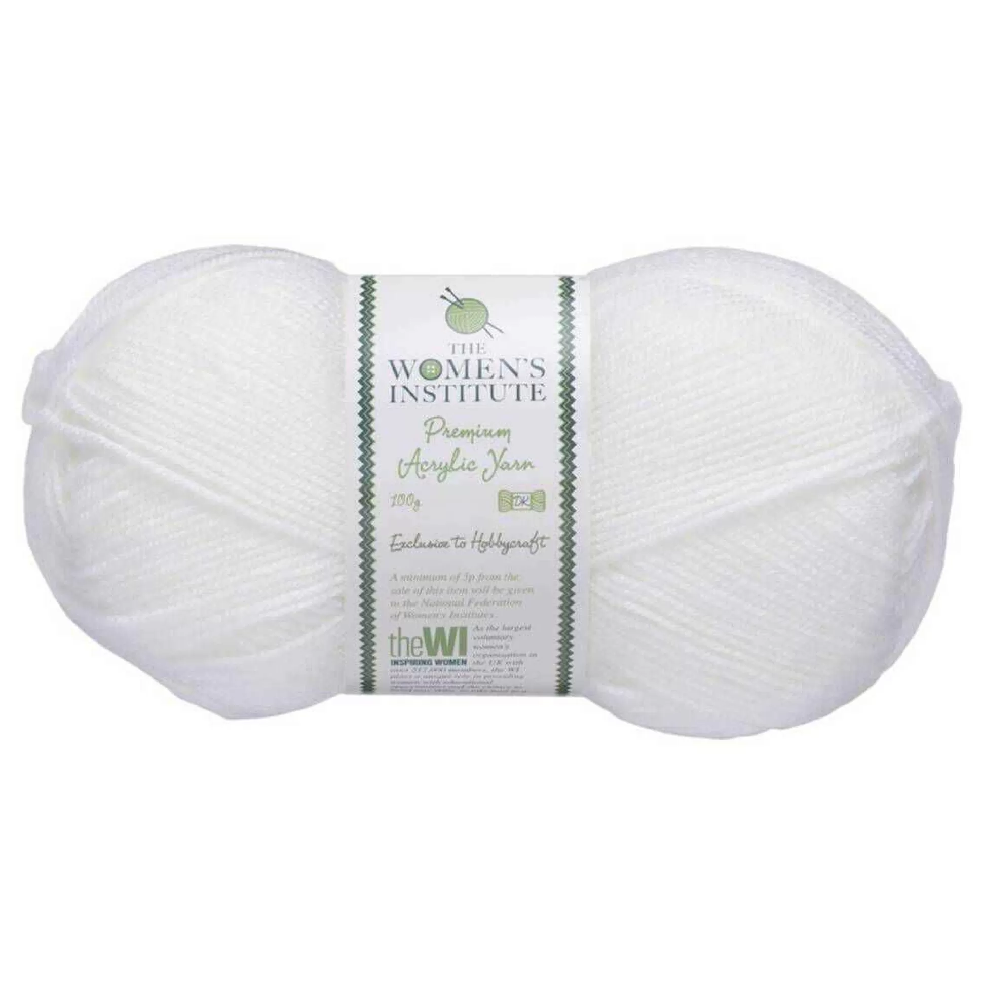 Women's Institute White Premium Acrylic Yarn 100G-Hobbycraft Flash Sale