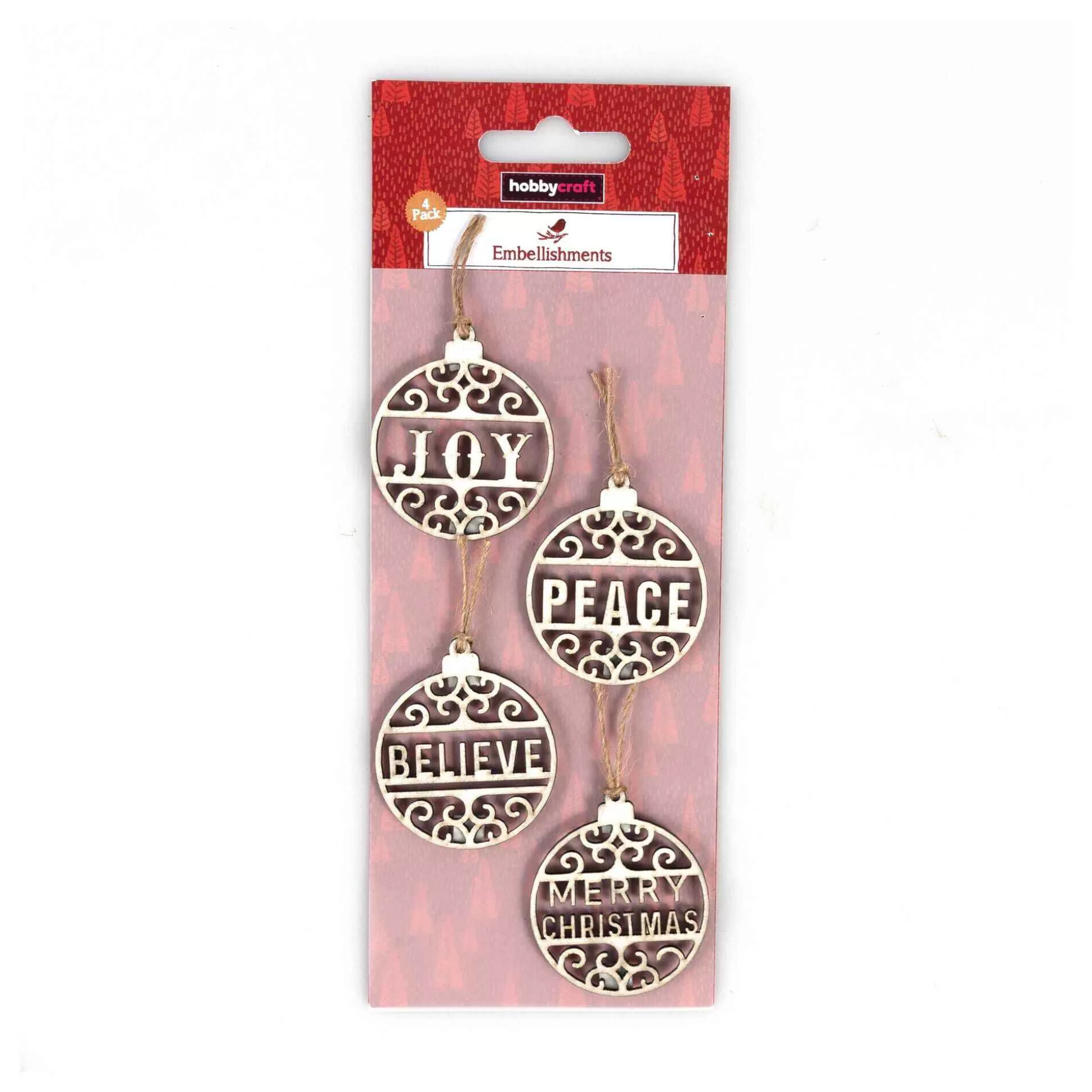 Wooden Bauble Embellishments 4 Pack-Hobbycraft Cheap