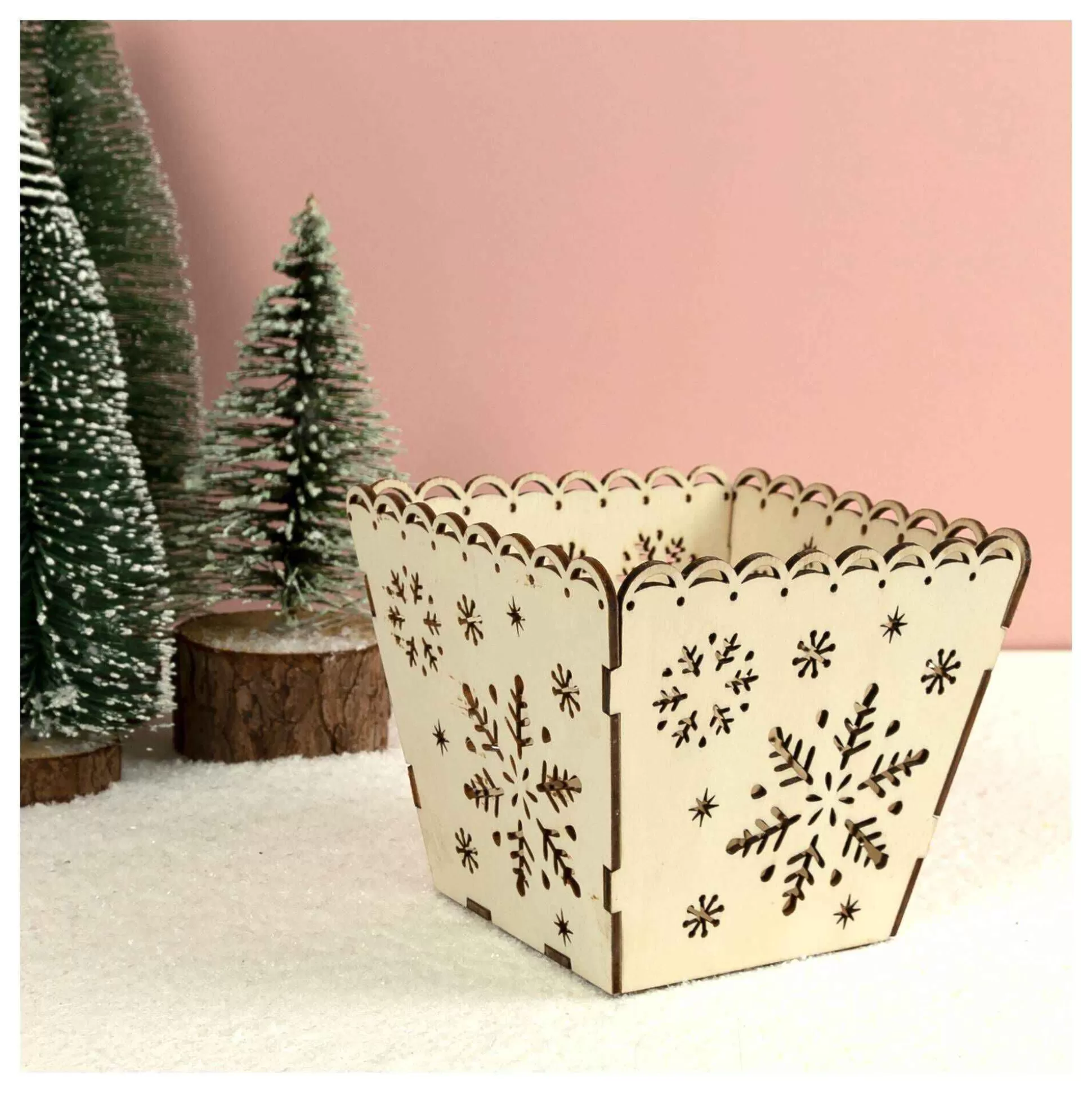 Wooden Christmas Snowflake Box 11Cm-Hobbycraft Store