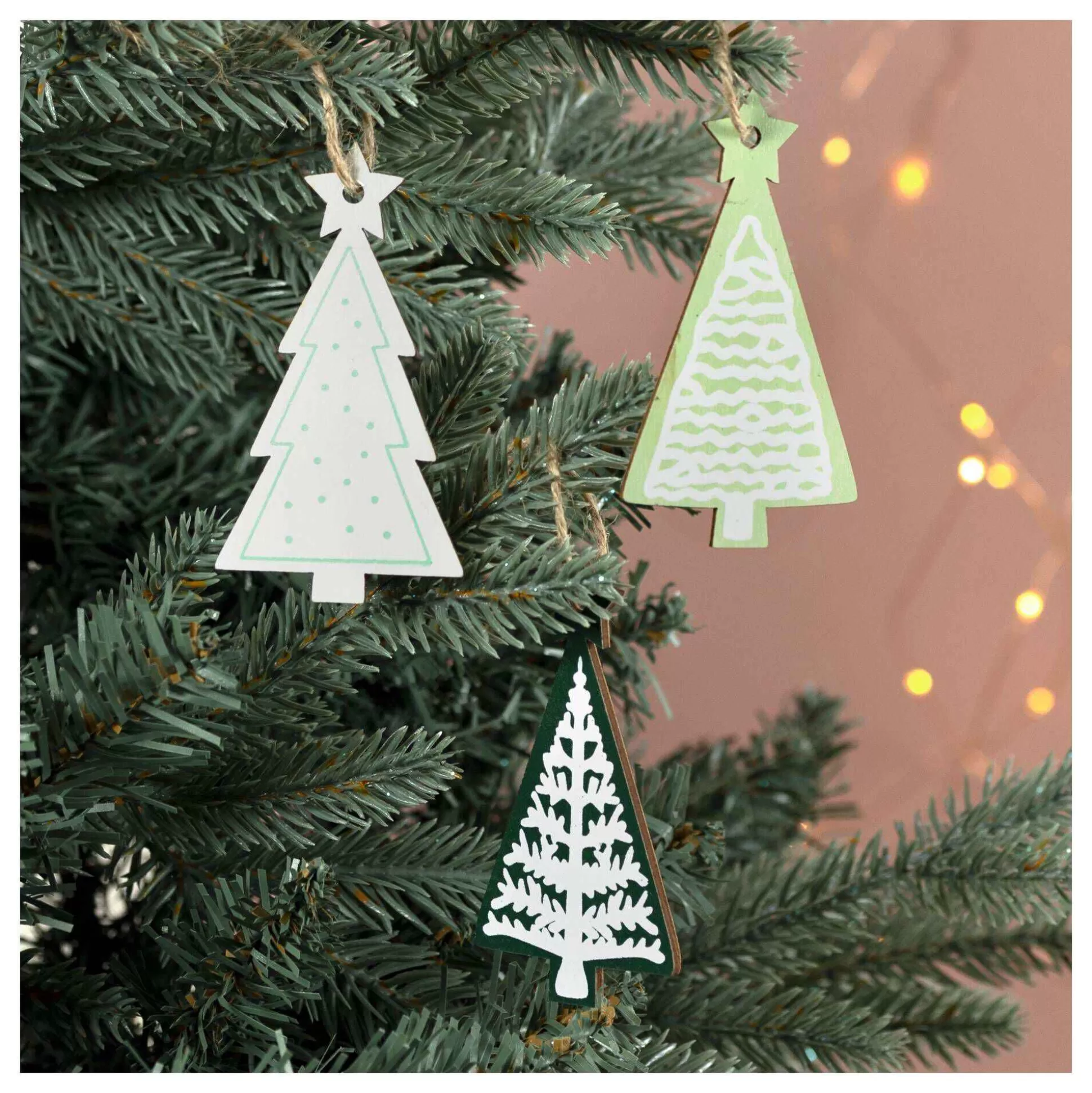 Wooden Christmas Tree Decorations 9Cm-Hobbycraft New