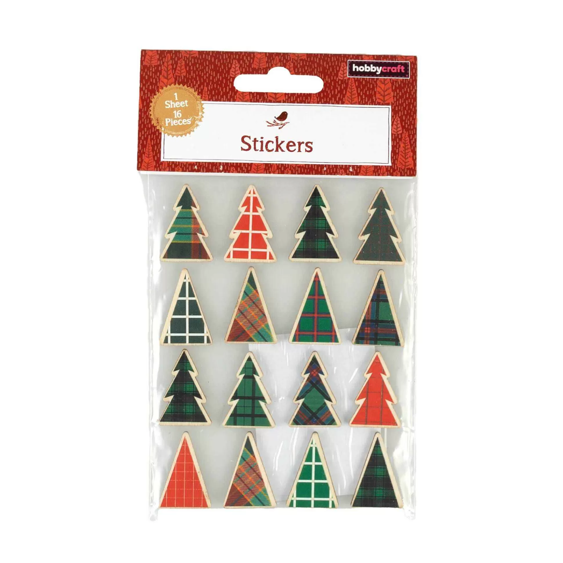 Wooden Christmas Tree Scandi Stickers 16 Pack-Hobbycraft Shop