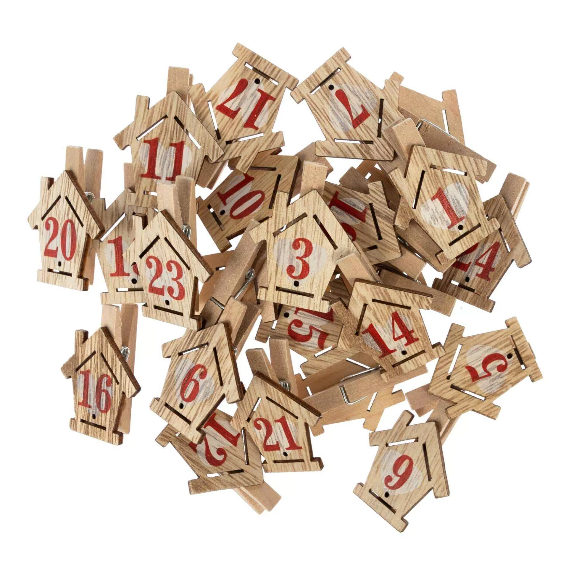 Wooden House Advent Pegs 24 Pack-Hobbycraft Discount