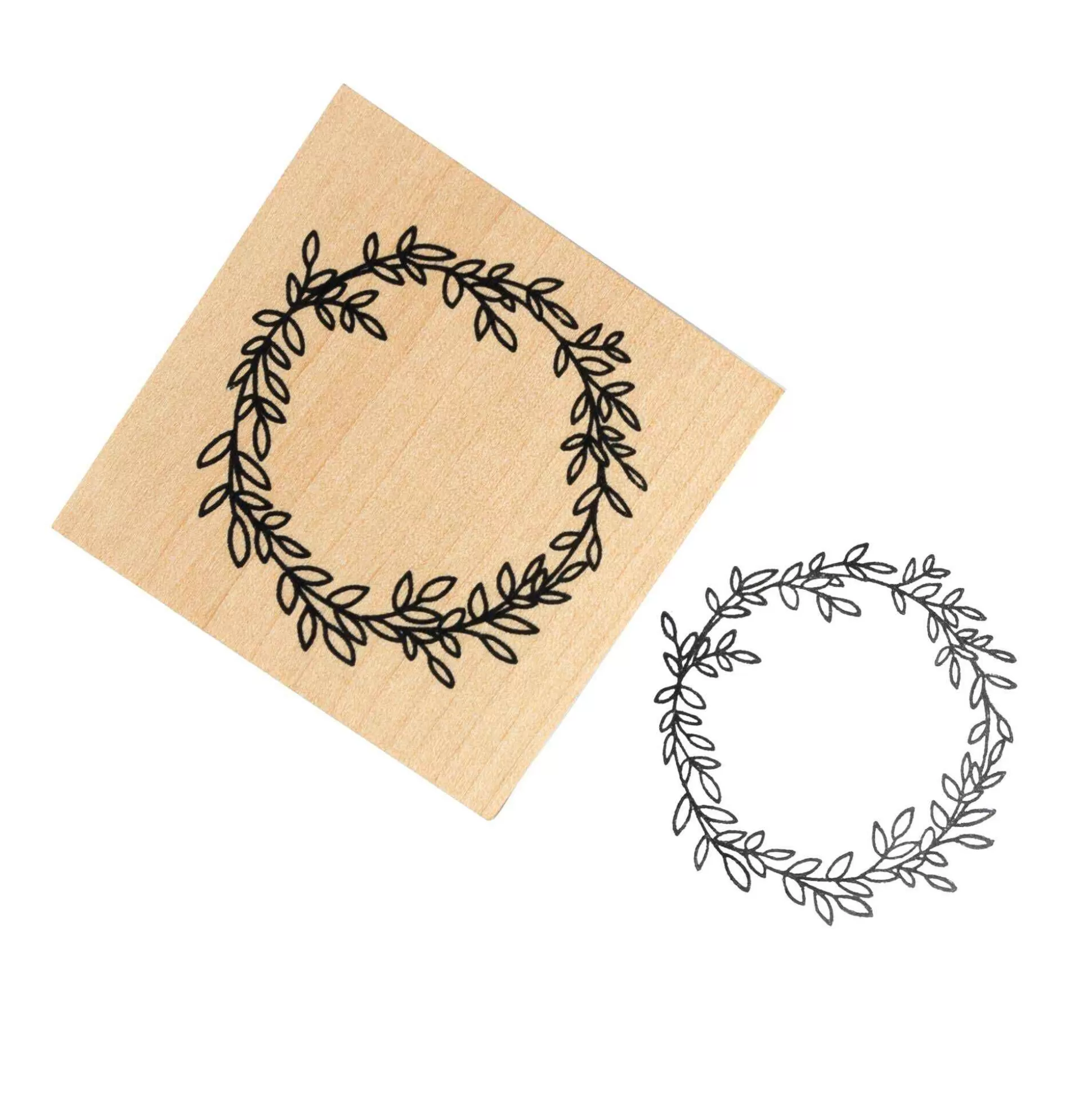 Wreath Wooden Stamp 5Cm X 5Cm-Hobbycraft Flash Sale